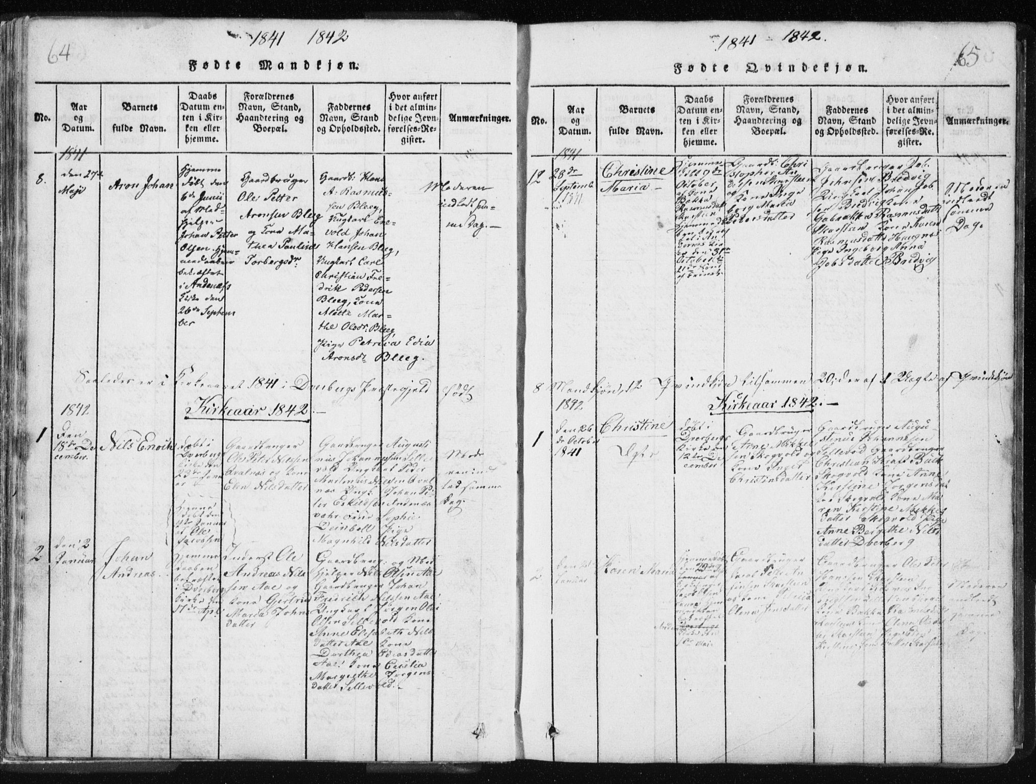 Ministerialprotokoller, klokkerbøker og fødselsregistre - Nordland, AV/SAT-A-1459/897/L1411: Klokkerbok nr. 897C01, 1820-1866, s. 64-65