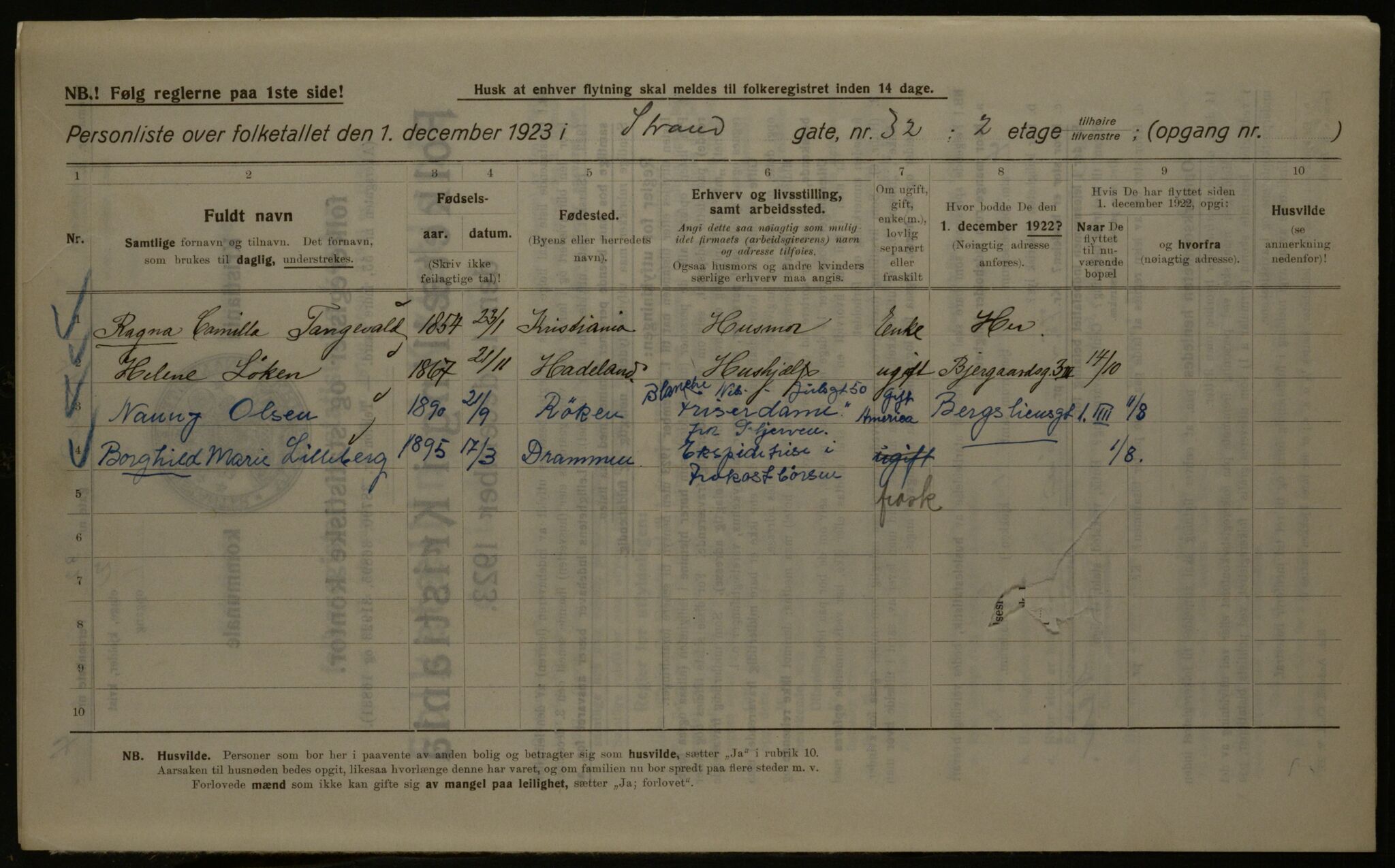 OBA, Kommunal folketelling 1.12.1923 for Kristiania, 1923, s. 115097