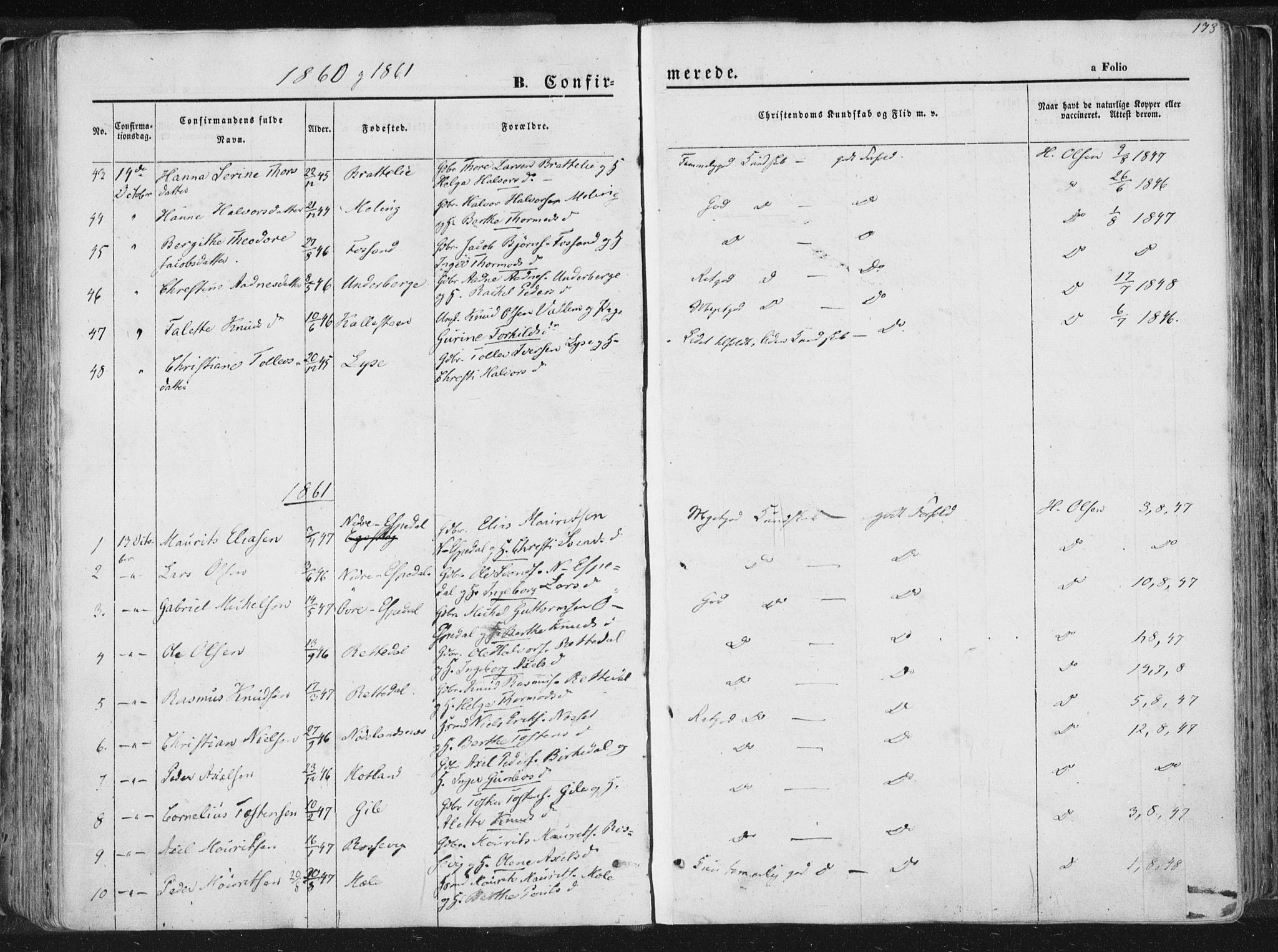 Høgsfjord sokneprestkontor, AV/SAST-A-101624/H/Ha/Haa/L0001: Ministerialbok nr. A 1, 1854-1875, s. 173