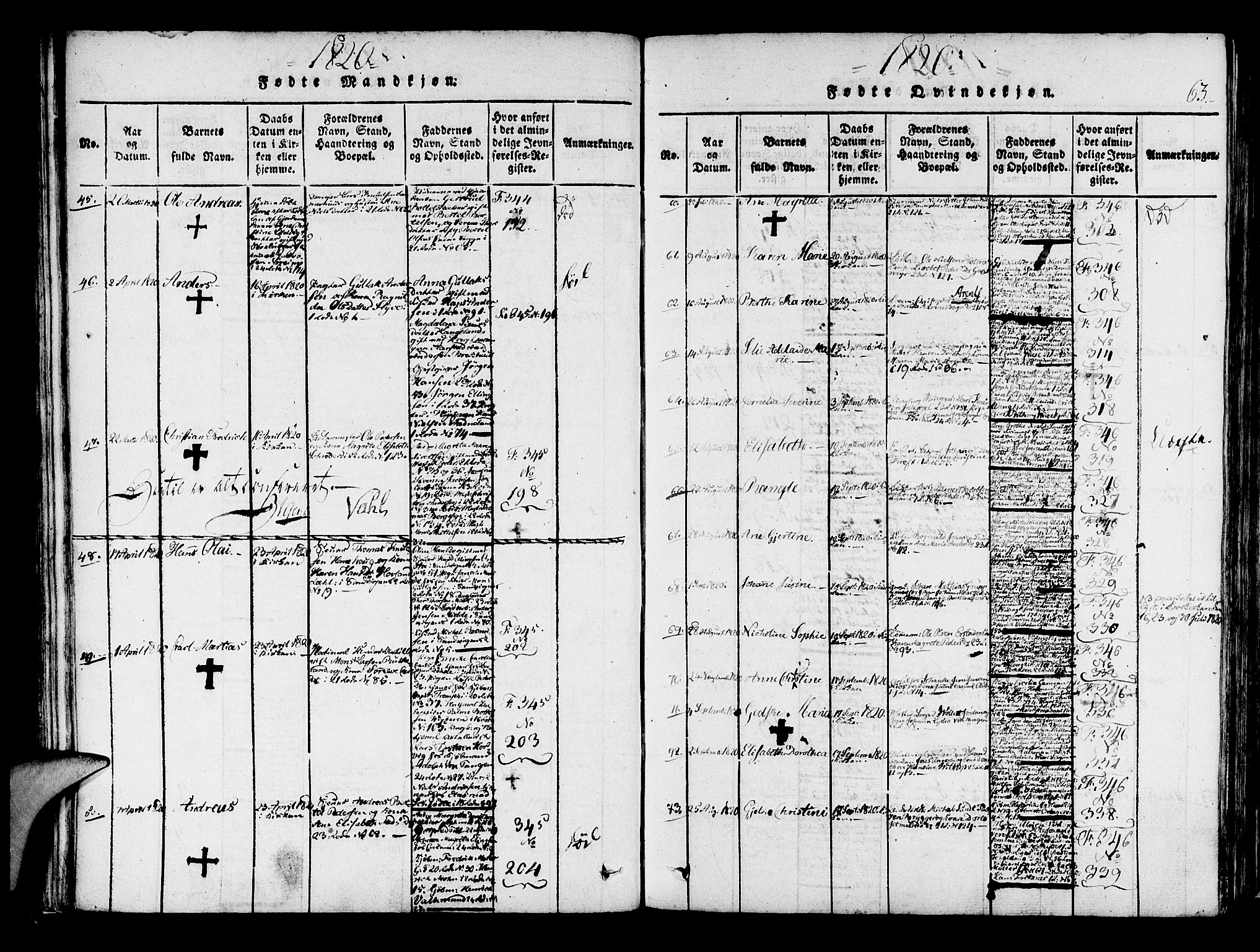 Korskirken sokneprestembete, AV/SAB-A-76101/H/Haa/L0013: Ministerialbok nr. A 13, 1815-1822, s. 63