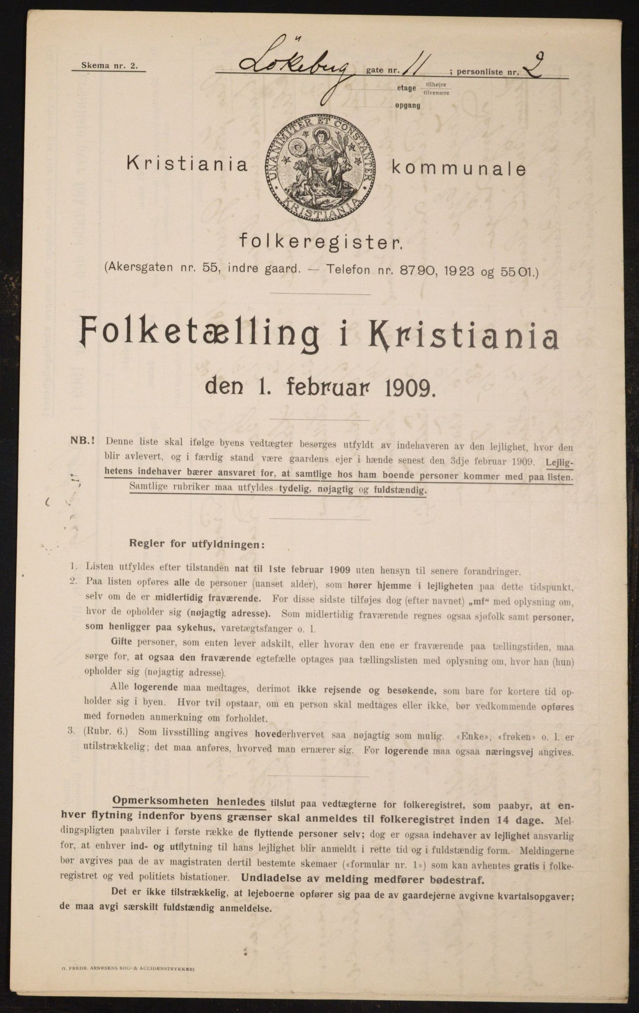 OBA, Kommunal folketelling 1.2.1909 for Kristiania kjøpstad, 1909, s. 53291