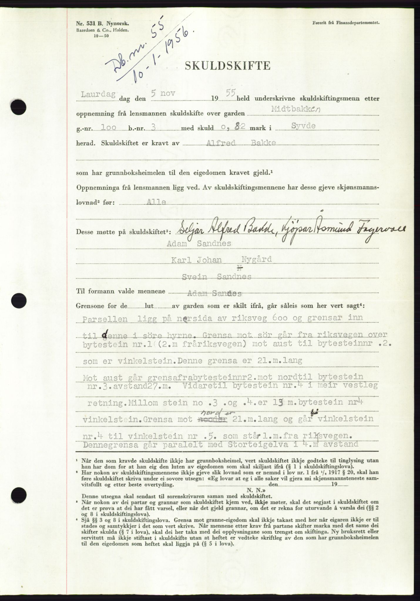 Søre Sunnmøre sorenskriveri, SAT/A-4122/1/2/2C/L0102: Pantebok nr. 28A, 1955-1956, Dagboknr: 55/1956