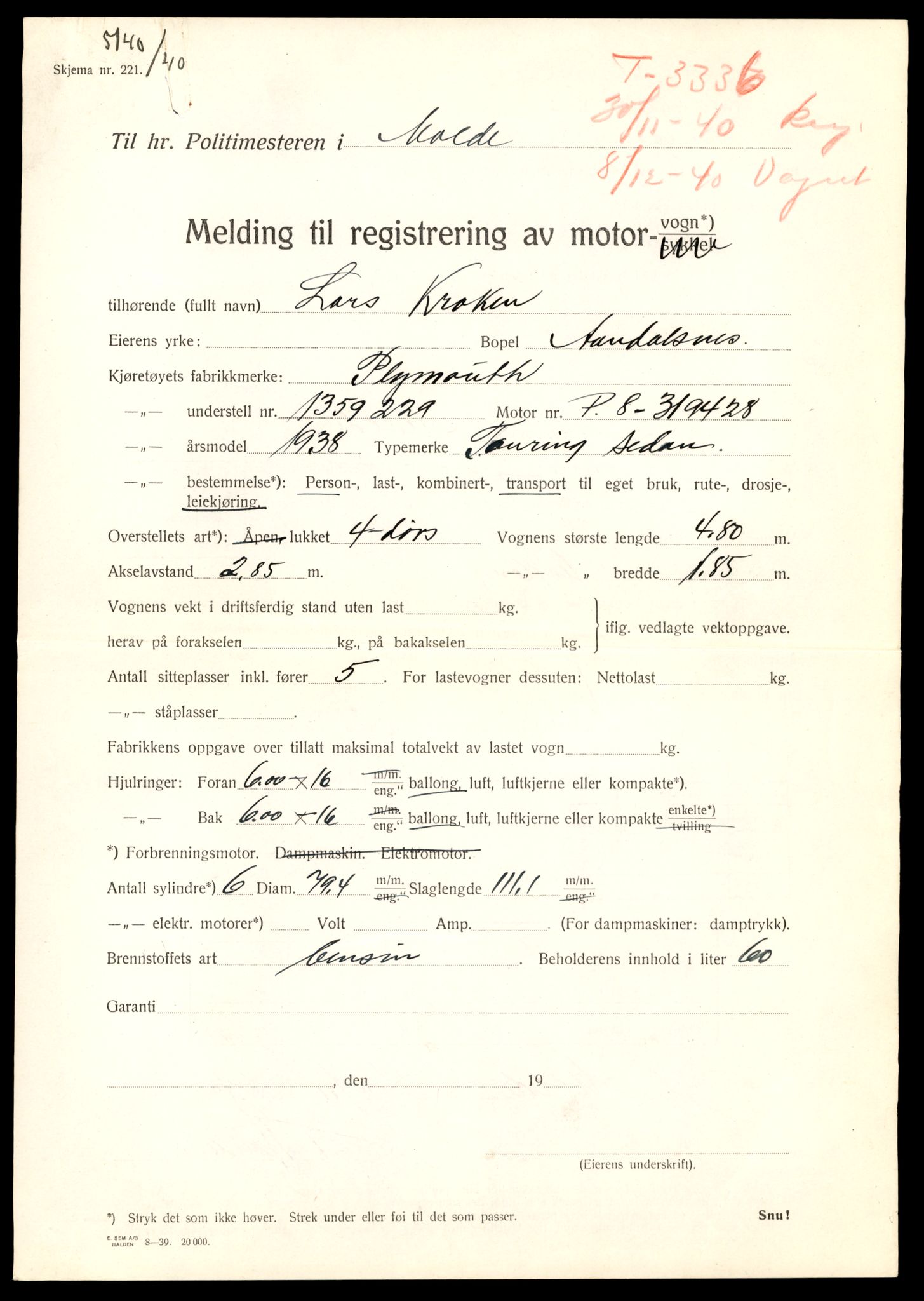Møre og Romsdal vegkontor - Ålesund trafikkstasjon, AV/SAT-A-4099/F/Fe/L0045: Registreringskort for kjøretøy T 14320 - T 14444, 1927-1998, s. 3066