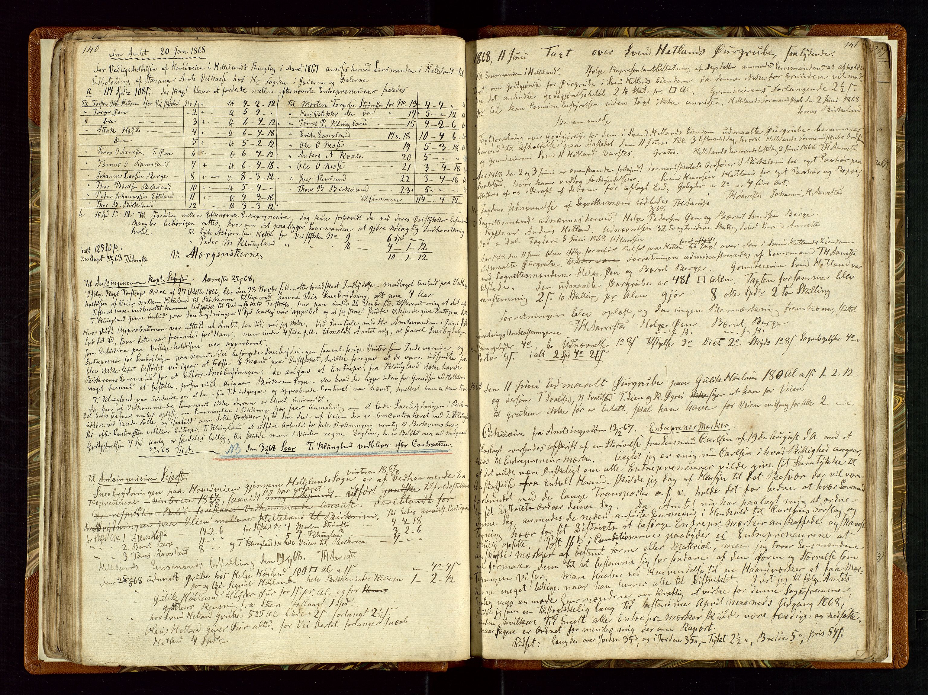 Helleland lensmannskontor, AV/SAST-A-100209/Ya/L0003: Diverseprotokoll, 1842-1960, s. 140-141