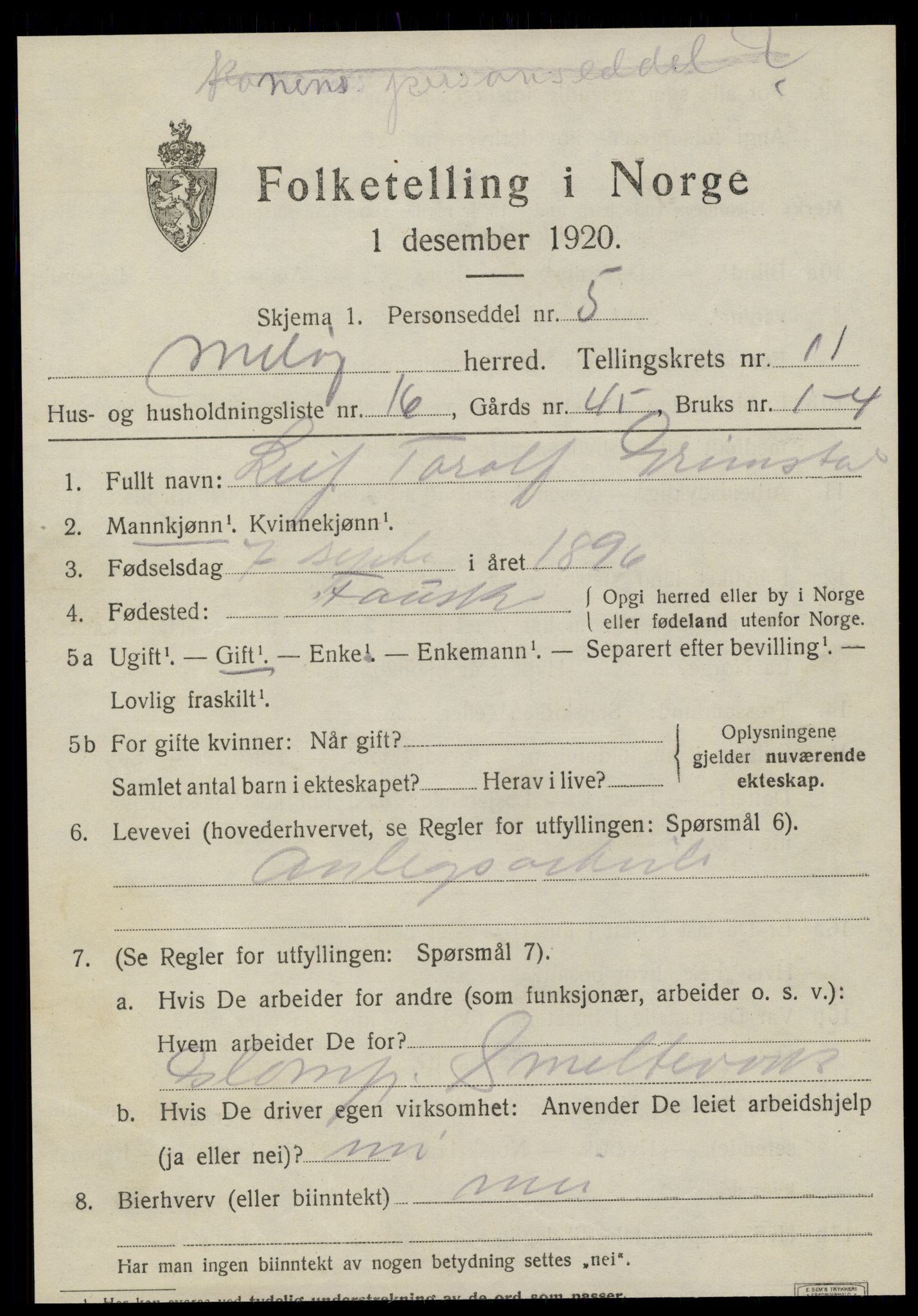 SAT, Folketelling 1920 for 1837 Meløy herred, 1920, s. 5897