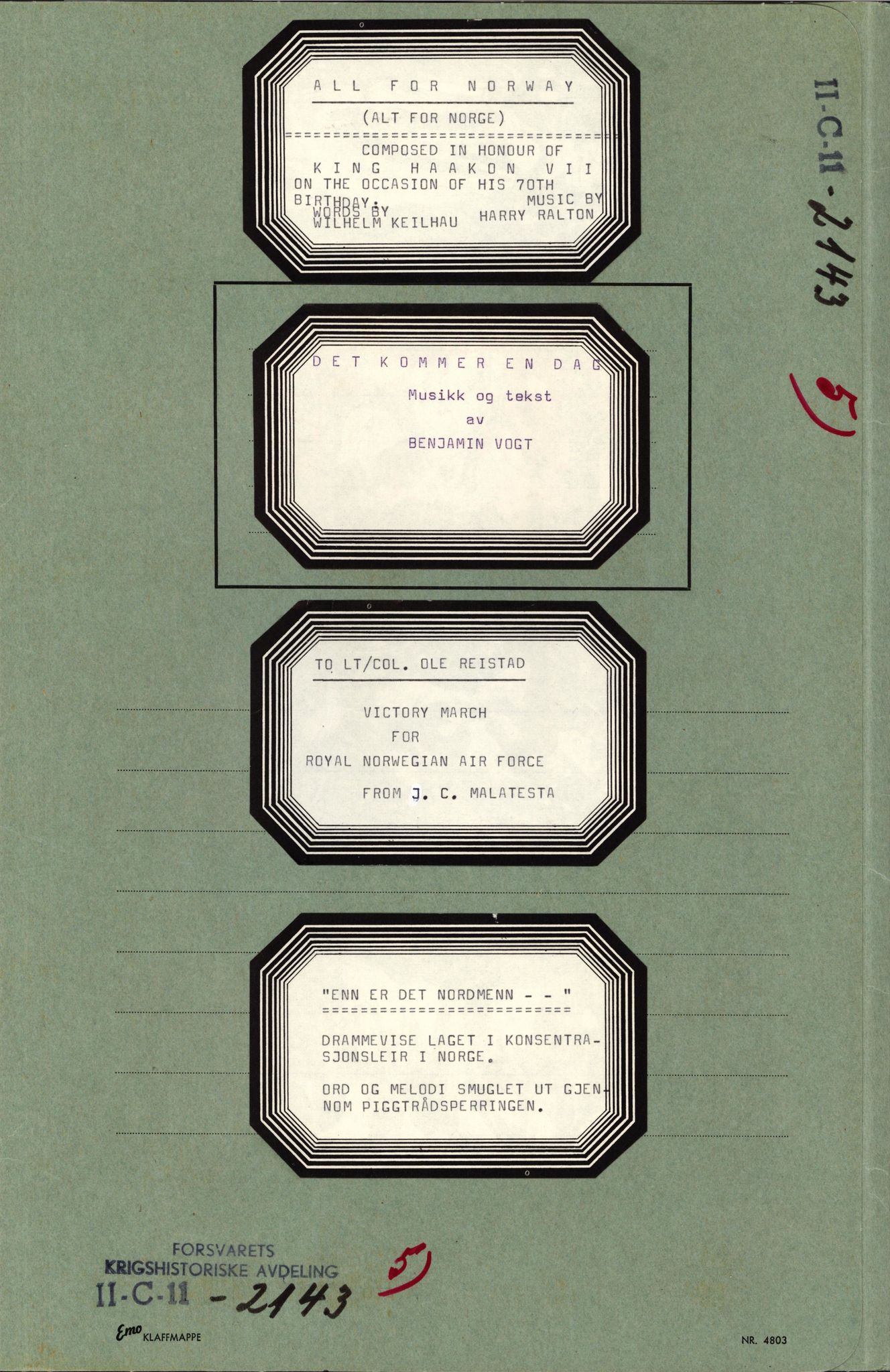 Forsvaret, Forsvarets krigshistoriske avdeling, RA/RAFA-2017/Y/Yf/L0213: II-C-11-2143  -  Dokumenter fra krigens tid., 1940-1945, s. 266