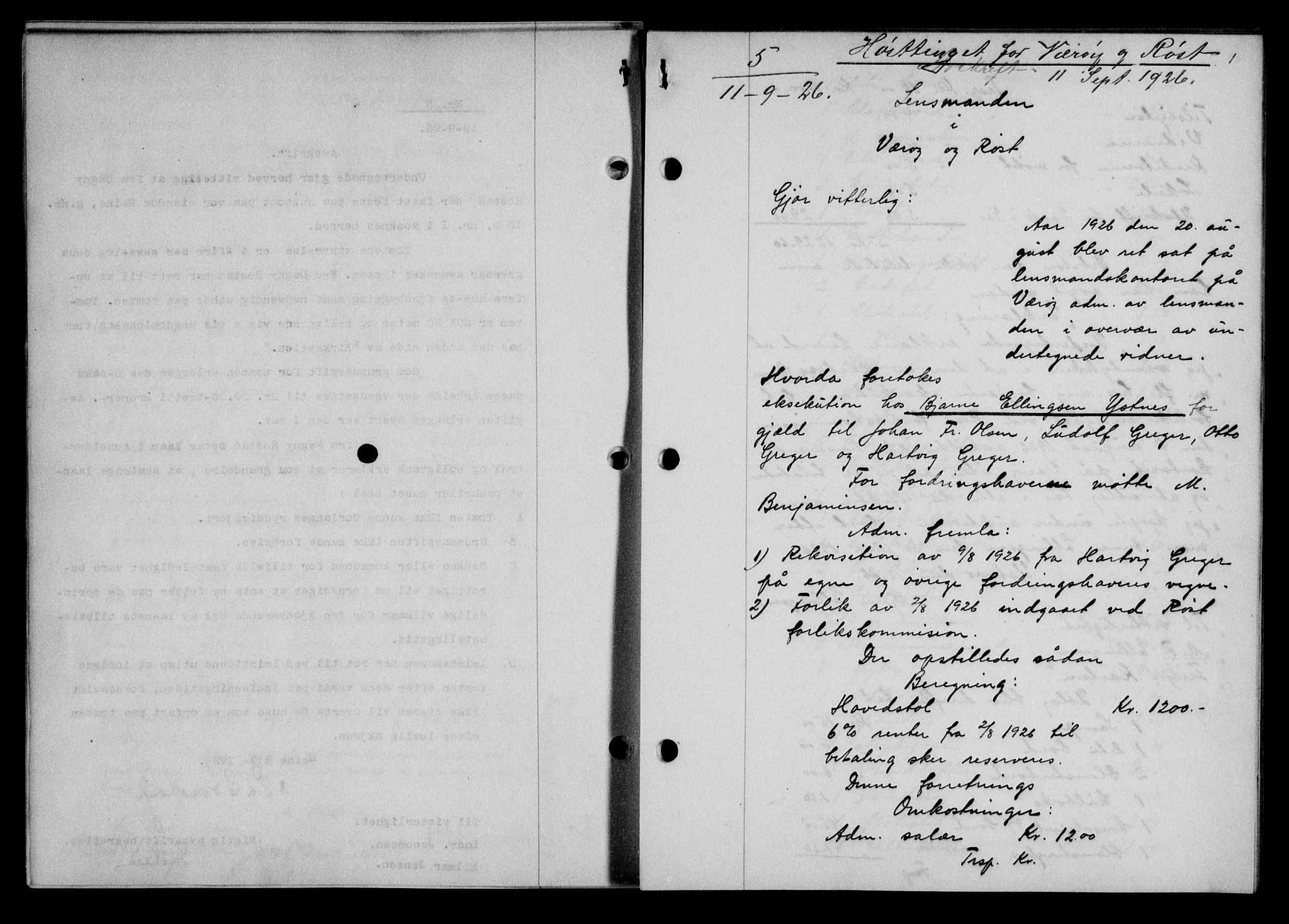 Lofoten sorenskriveri, SAT/A-0017/1/2/2C/L0014b: Pantebok nr. 14b, 1926-1926, Tingl.dato: 11.09.1926