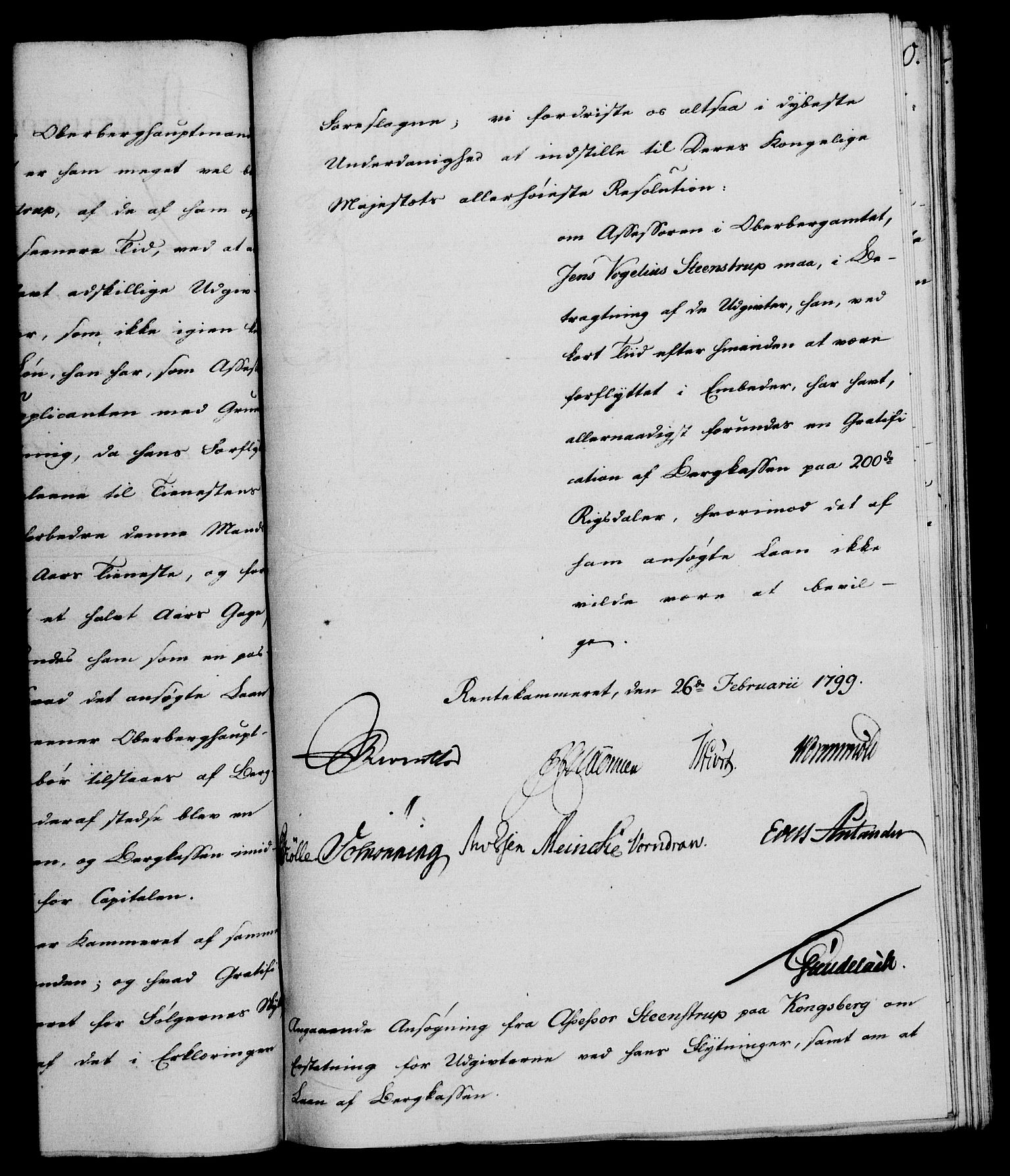 Rentekammeret, Renteskriverkontorene, AV/RA-EA-3115/M/Mf/Mfb/L0004: Relasjons- og resolusjonsprotokoll med register (merket RK 54.10), 1799-1800