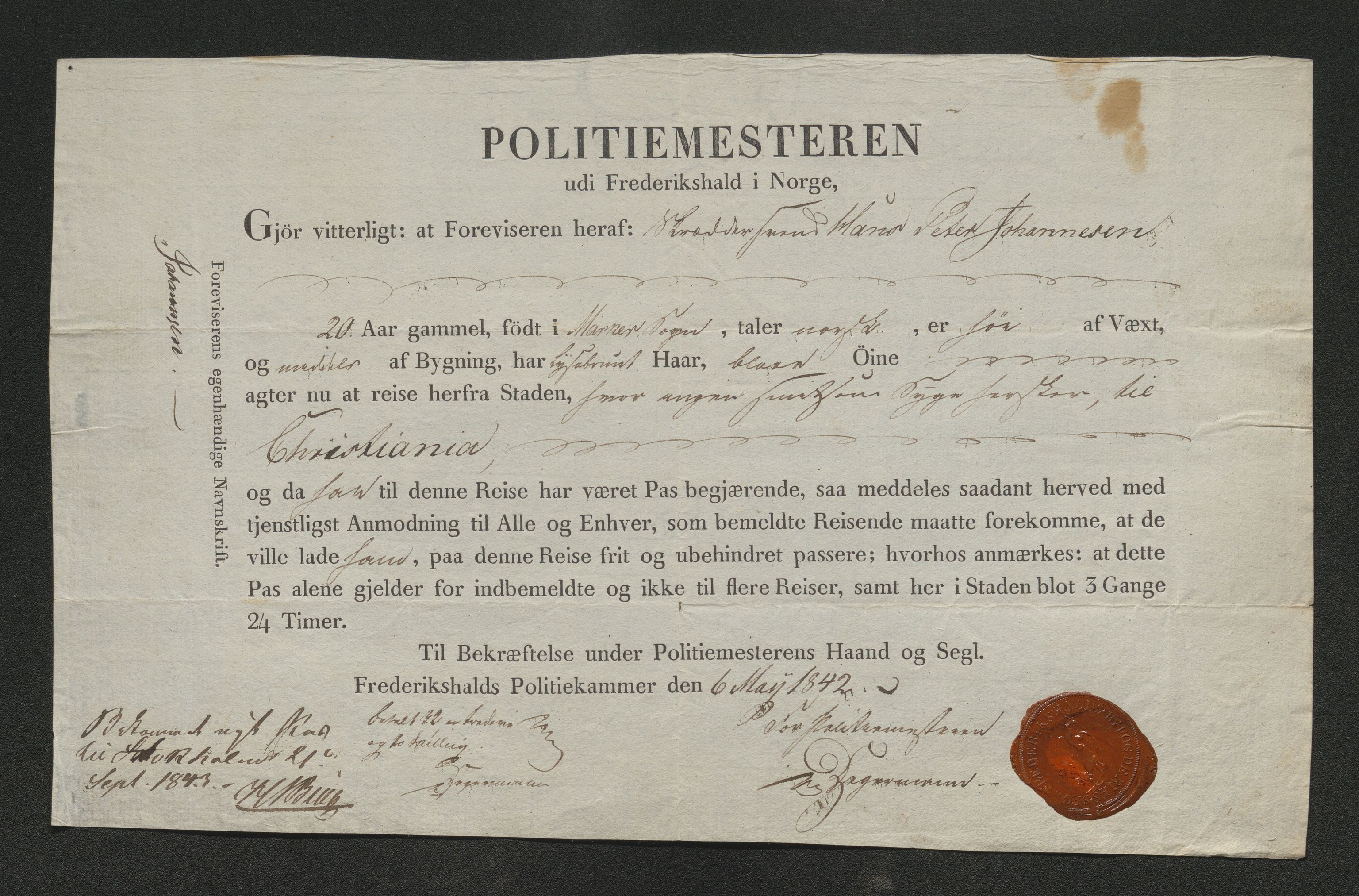 Drammen politikammer, SAKO/A-623/I/Ia/Iab/L0006: Innleverte pass, 1841-1842, s. 545