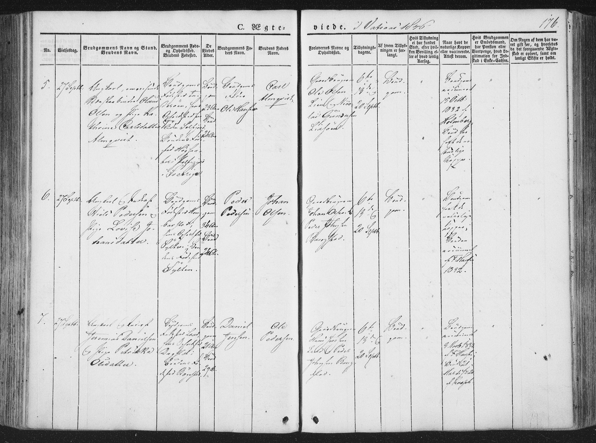 Ministerialprotokoller, klokkerbøker og fødselsregistre - Nordland, AV/SAT-A-1459/810/L0144: Ministerialbok nr. 810A07 /1, 1841-1862, s. 176