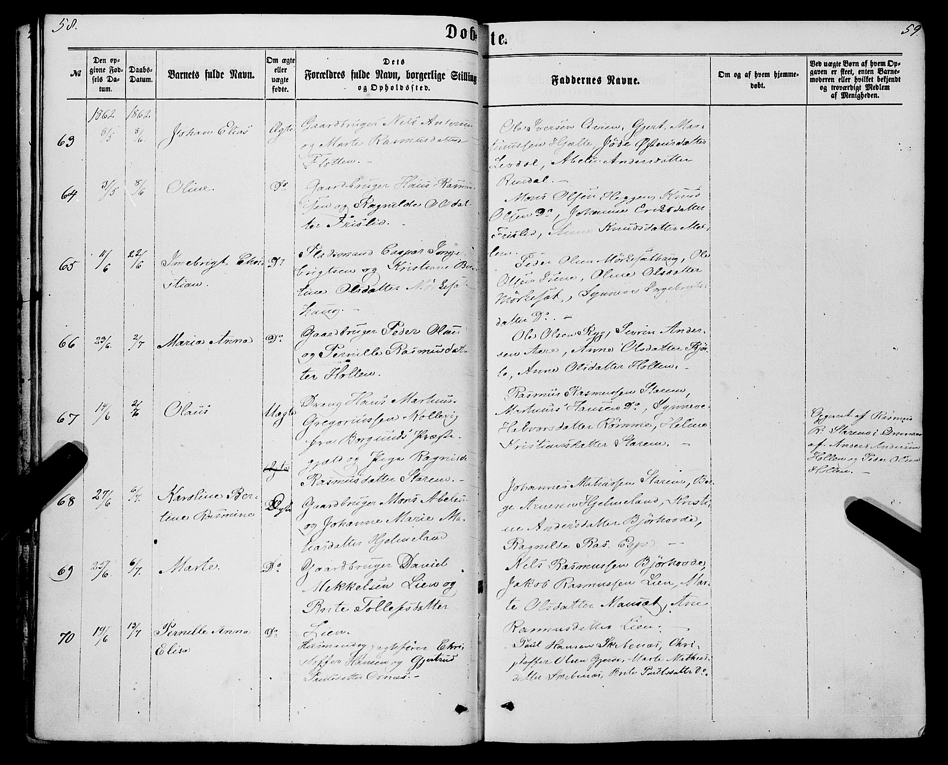 Eid sokneprestembete, AV/SAB-A-82301/H/Haa/Haaa/L0009: Ministerialbok nr. A 9, 1861-1868, s. 58-59