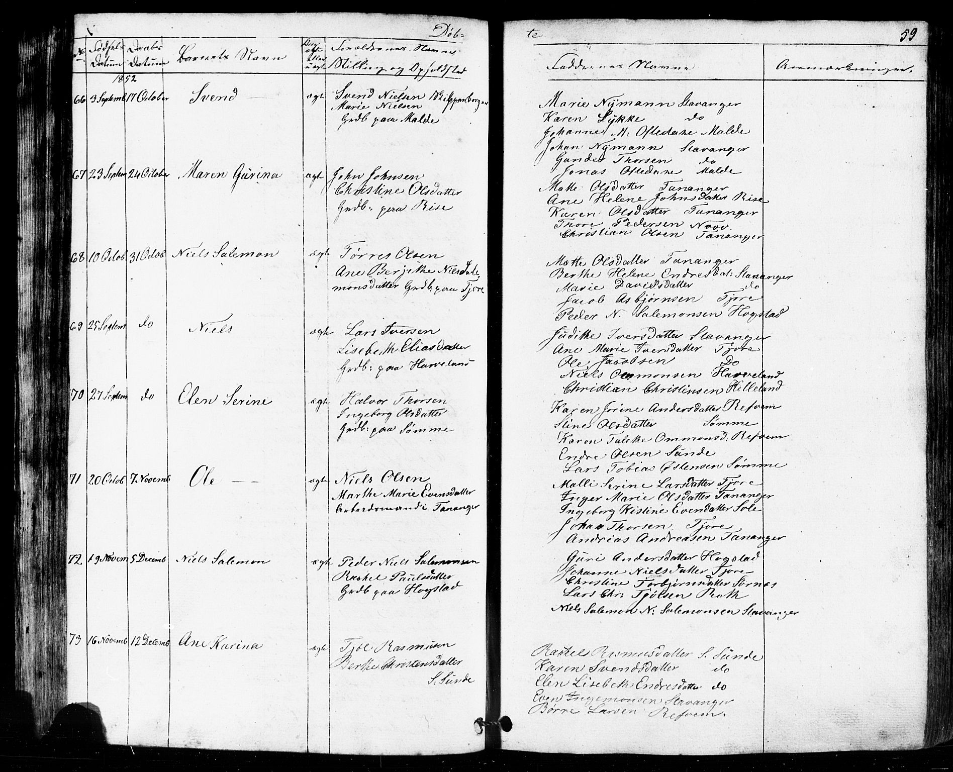 Håland sokneprestkontor, AV/SAST-A-101802/001/30BB/L0002: Klokkerbok nr. B 2, 1845-1872, s. 59