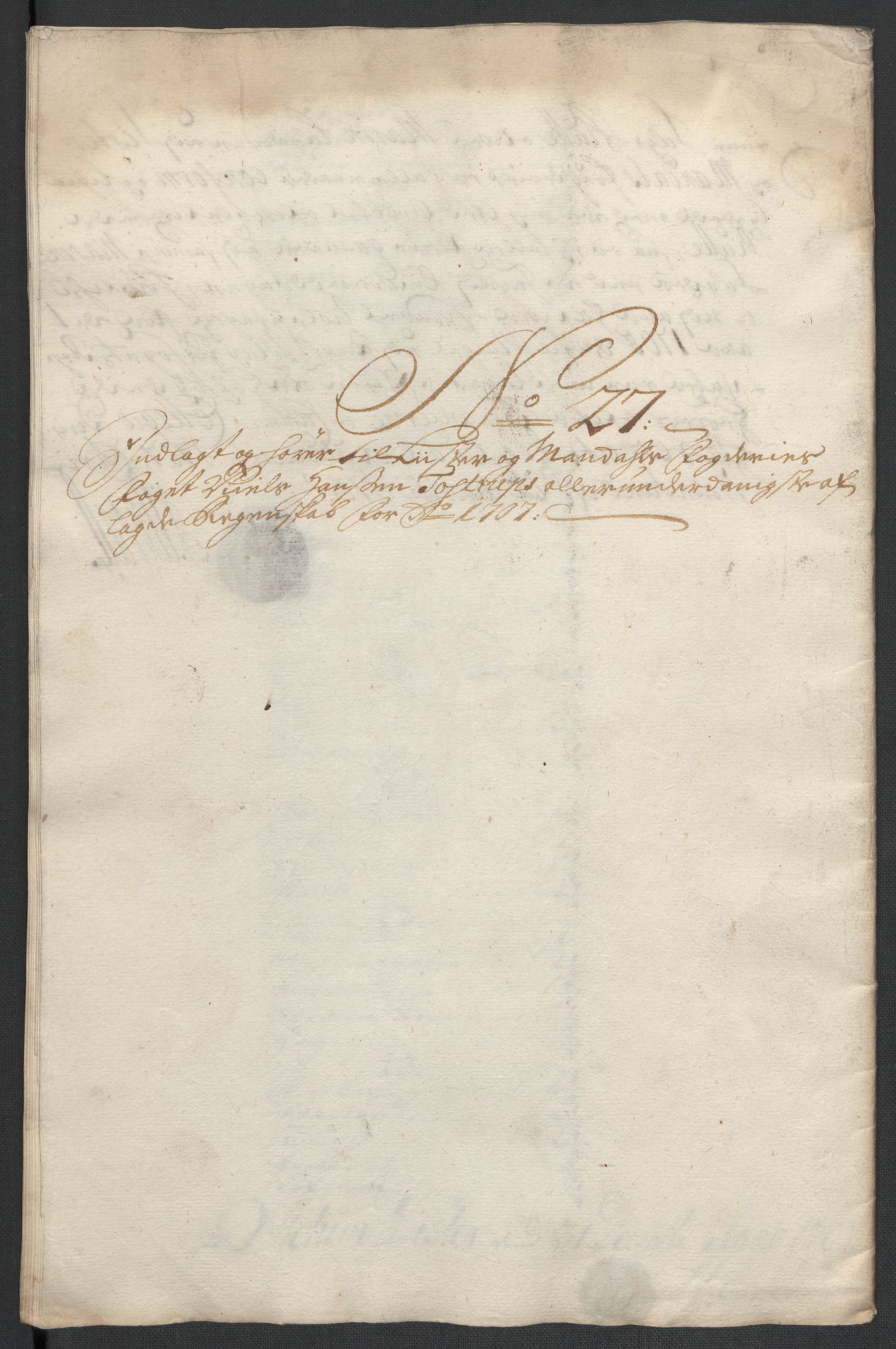Rentekammeret inntil 1814, Reviderte regnskaper, Fogderegnskap, RA/EA-4092/R43/L2551: Fogderegnskap Lista og Mandal, 1705-1709, s. 540