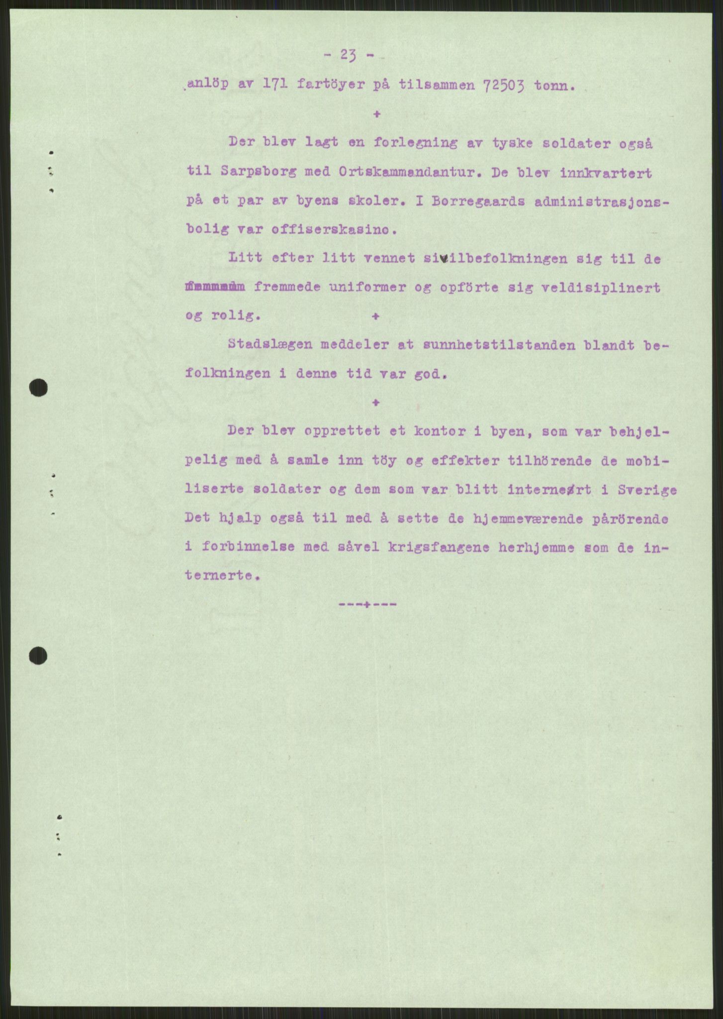 Forsvaret, Forsvarets krigshistoriske avdeling, AV/RA-RAFA-2017/Y/Ya/L0013: II-C-11-31 - Fylkesmenn.  Rapporter om krigsbegivenhetene 1940., 1940, s. 173