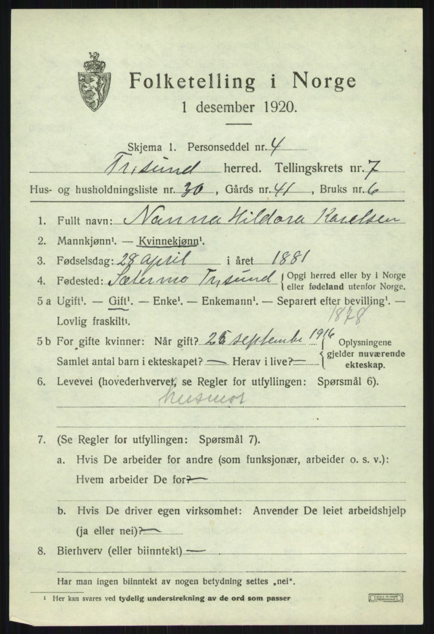 SATØ, Folketelling 1920 for 1934 Tromsøysund herred, 1920, s. 6224