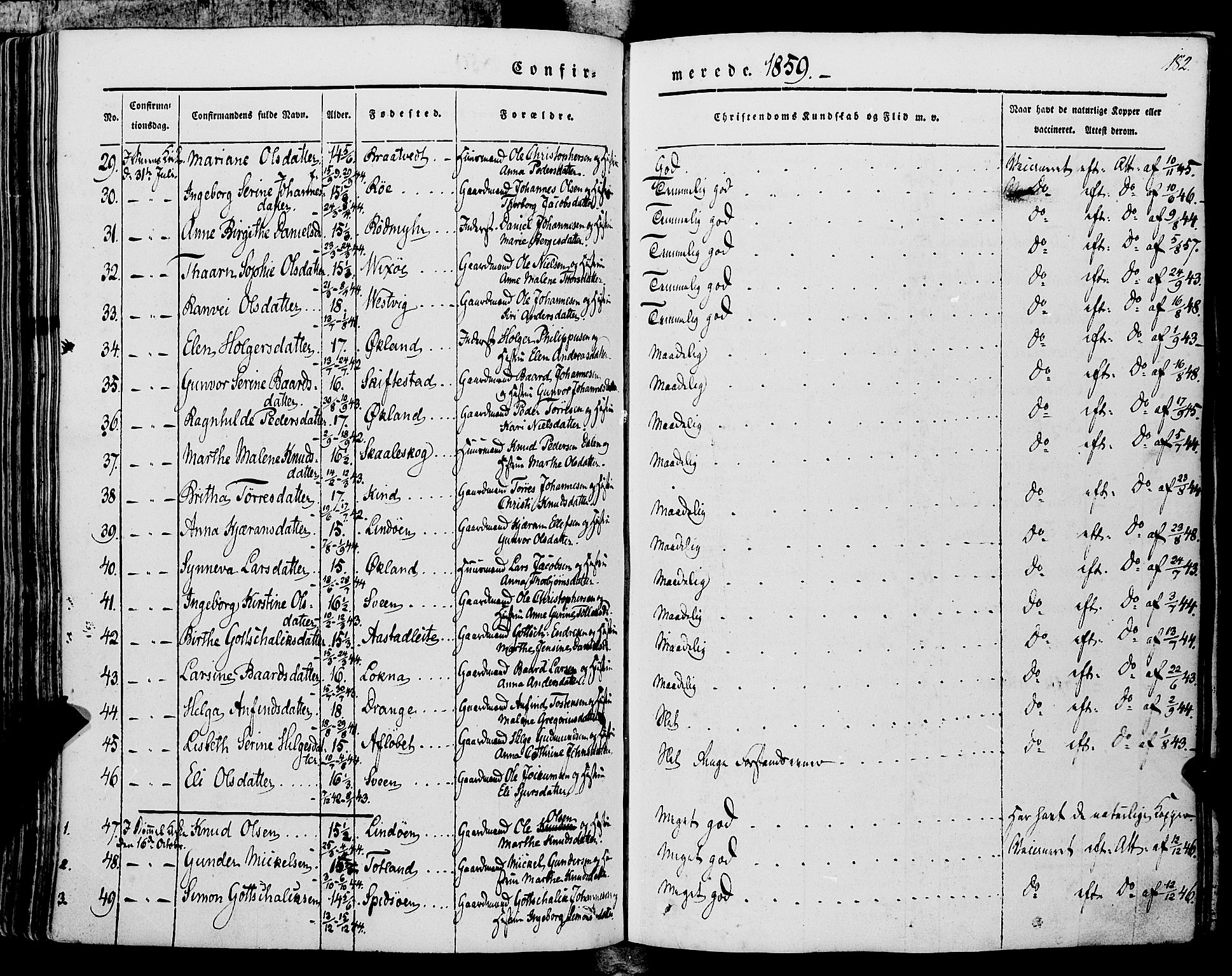 Finnås sokneprestembete, AV/SAB-A-99925/H/Ha/Haa/Haaa/L0007: Ministerialbok nr. A 7, 1850-1862, s. 182
