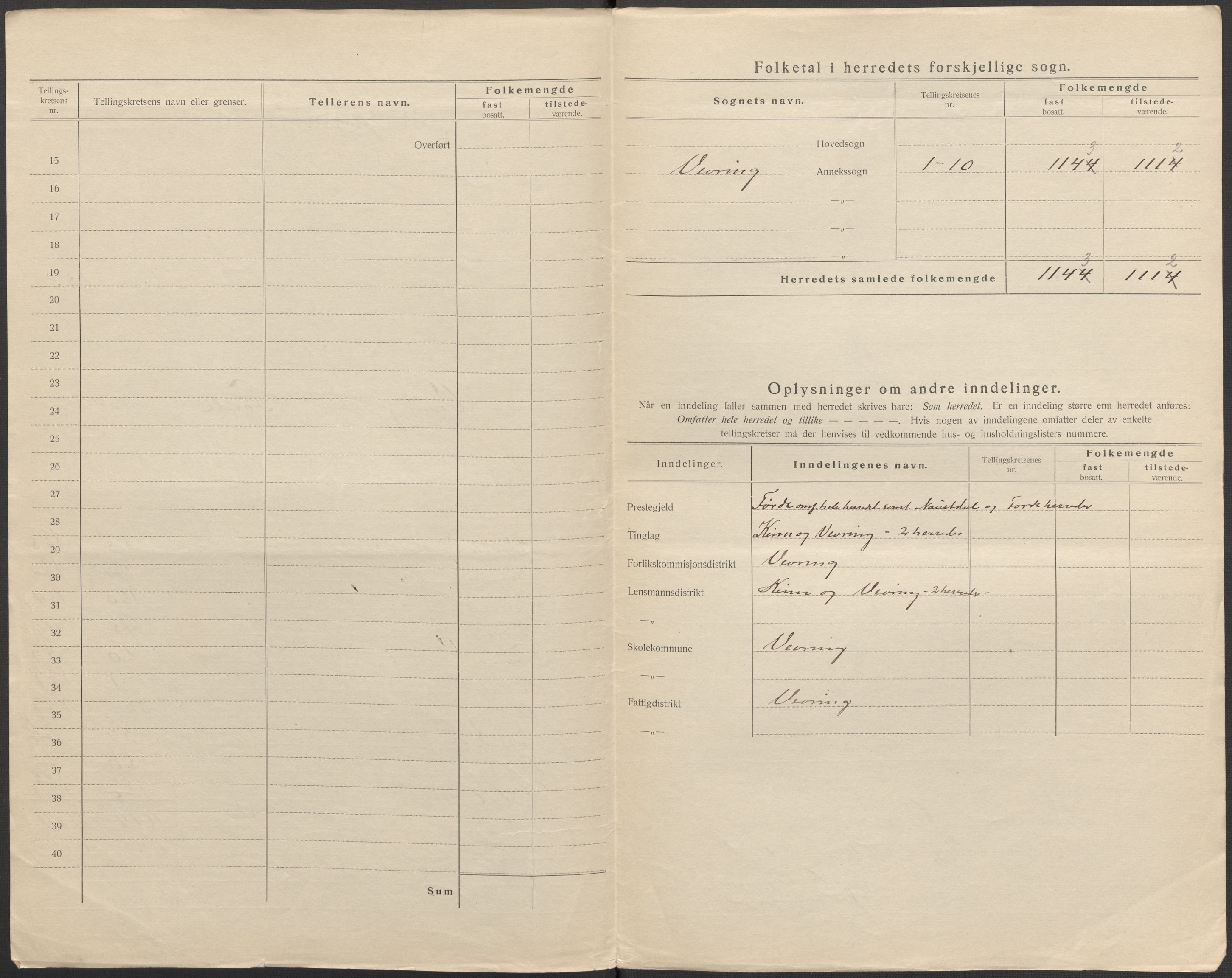 SAB, Folketelling 1920 for 1434 Vevring herred, 1920, s. 3