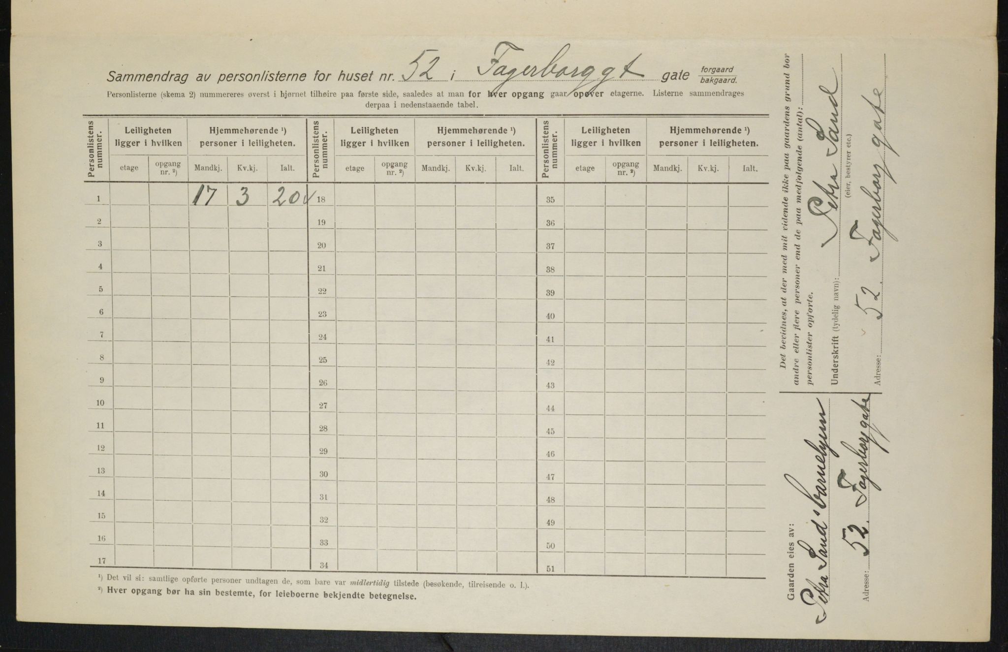 OBA, Kommunal folketelling 1.2.1916 for Kristiania, 1916, s. 23433