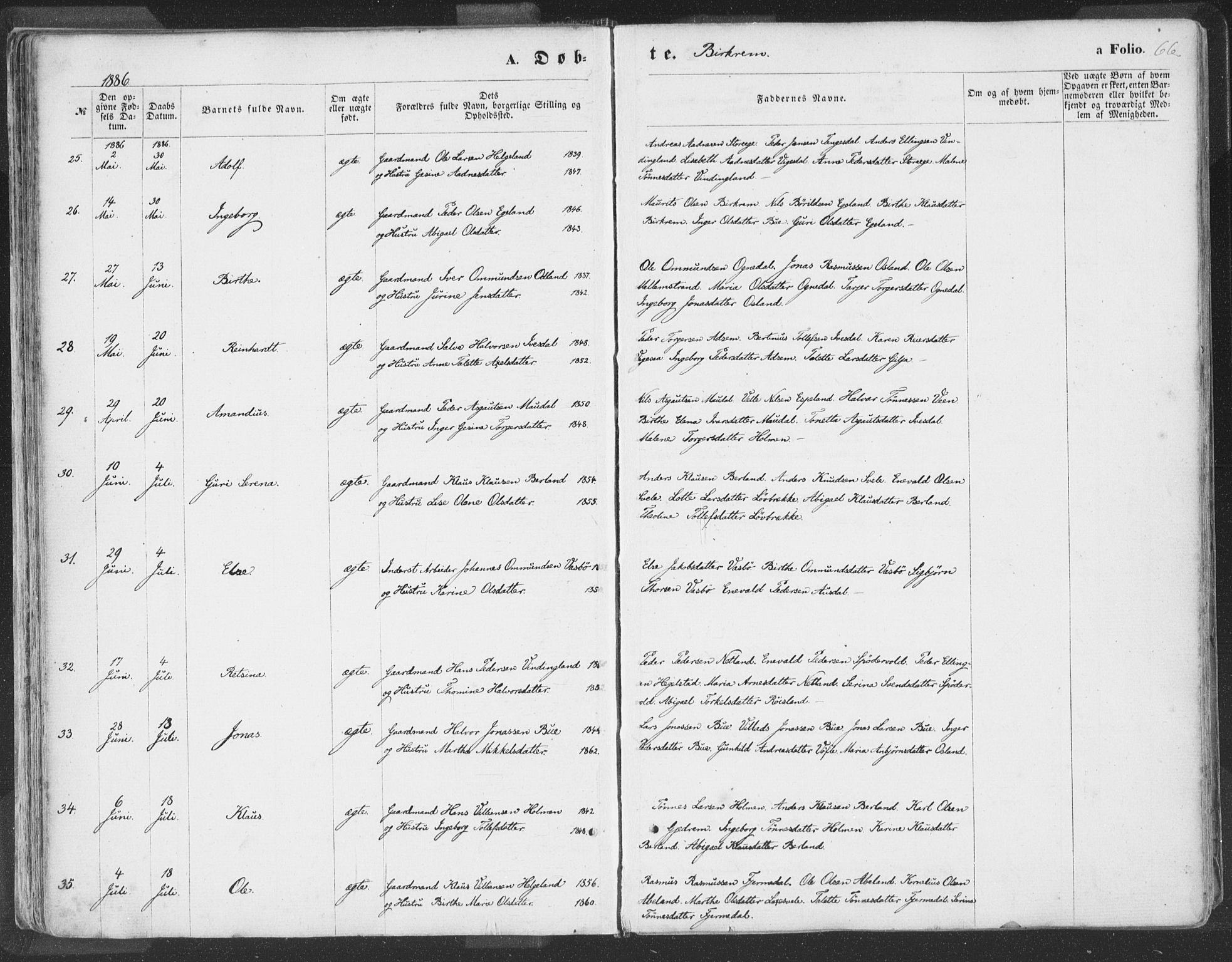 Helleland sokneprestkontor, SAST/A-101810: Ministerialbok nr. A 7.1, 1863-1886, s. 66