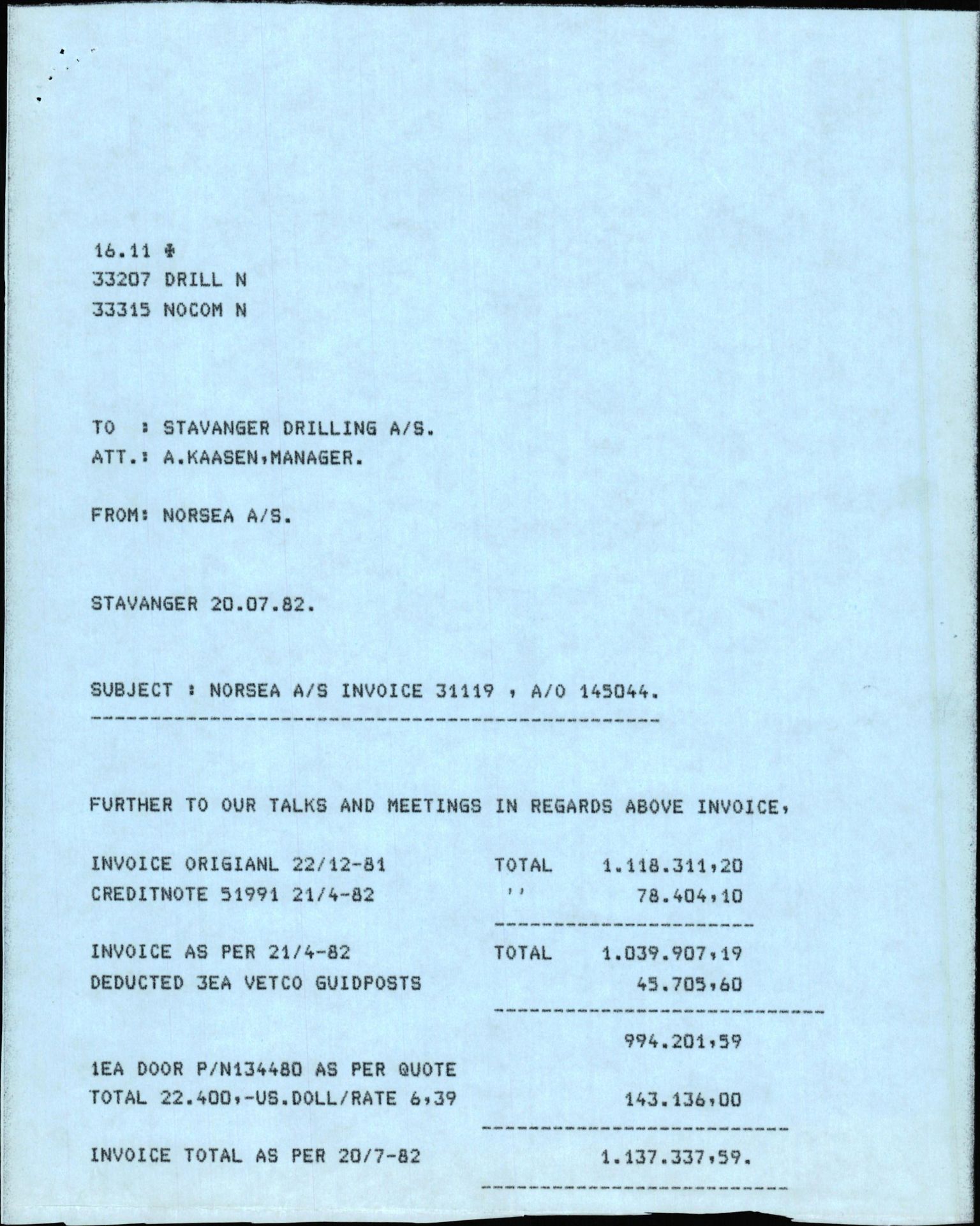 Pa 1503 - Stavanger Drilling AS, AV/SAST-A-101906/2/E/Eb/Eba/L0017: Alexander L. Kielland repair, 1980-1982