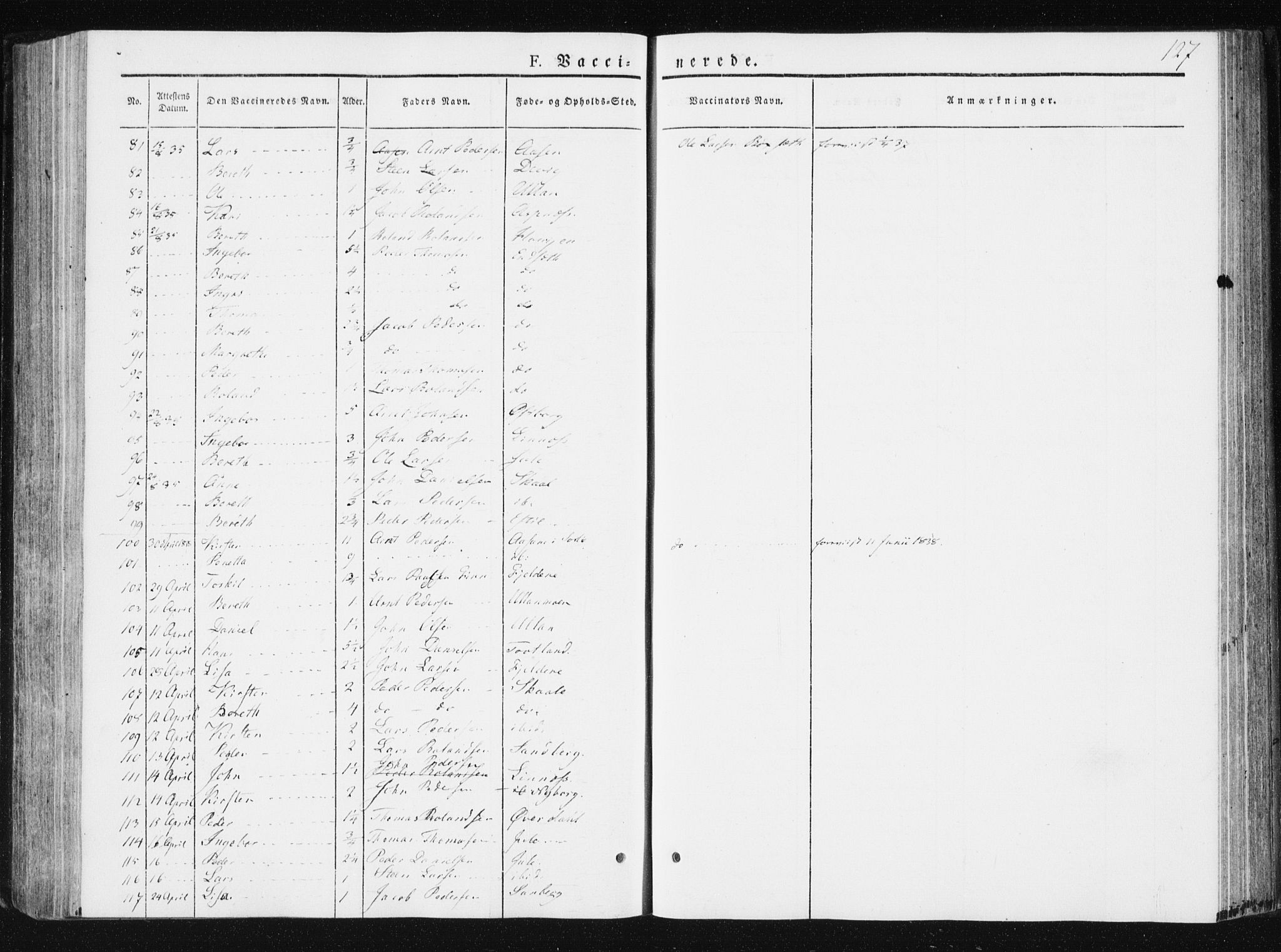 Ministerialprotokoller, klokkerbøker og fødselsregistre - Nord-Trøndelag, SAT/A-1458/749/L0470: Ministerialbok nr. 749A04, 1834-1853, s. 127