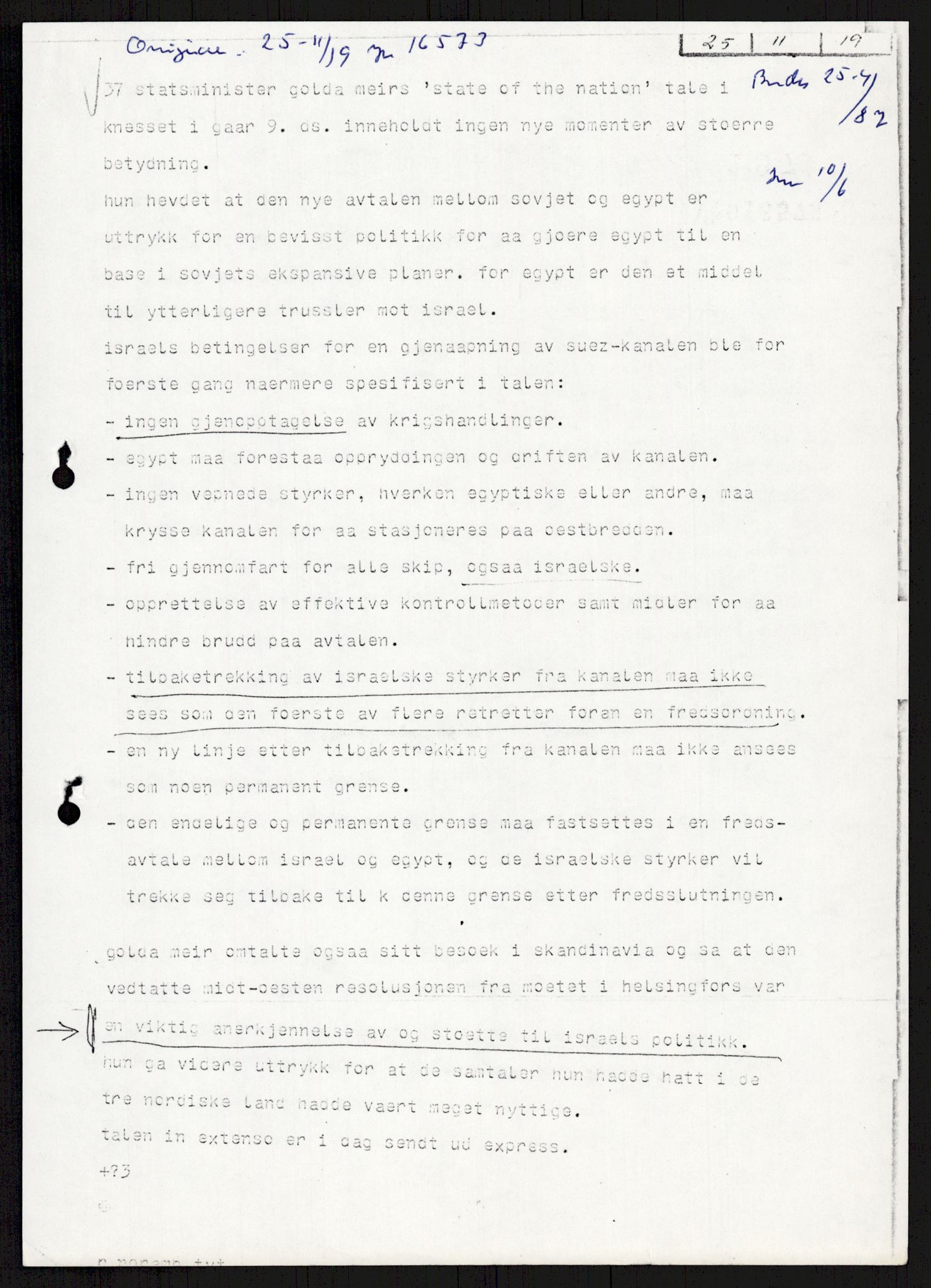 Utenriksdepartementet, hovedarkiv, AV/RA-S-6794/D/Db/Dba/L0776/0003: Verdenspolitikk. Fremmede staters politikk (G.L.) / Israel: Politikk (2 mapper), 1970-1972, s. 172