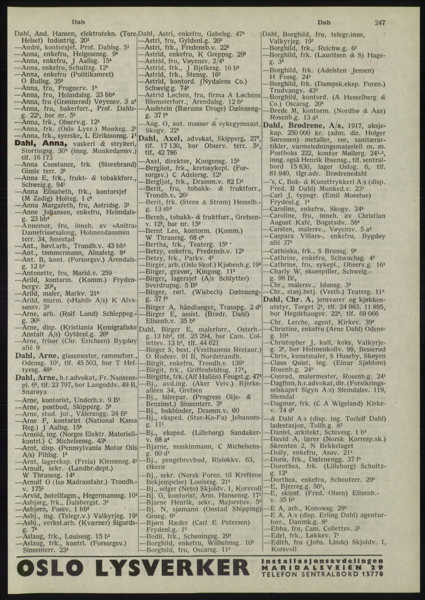 Kristiania/Oslo adressebok, PUBL/-, 1945, s. 243