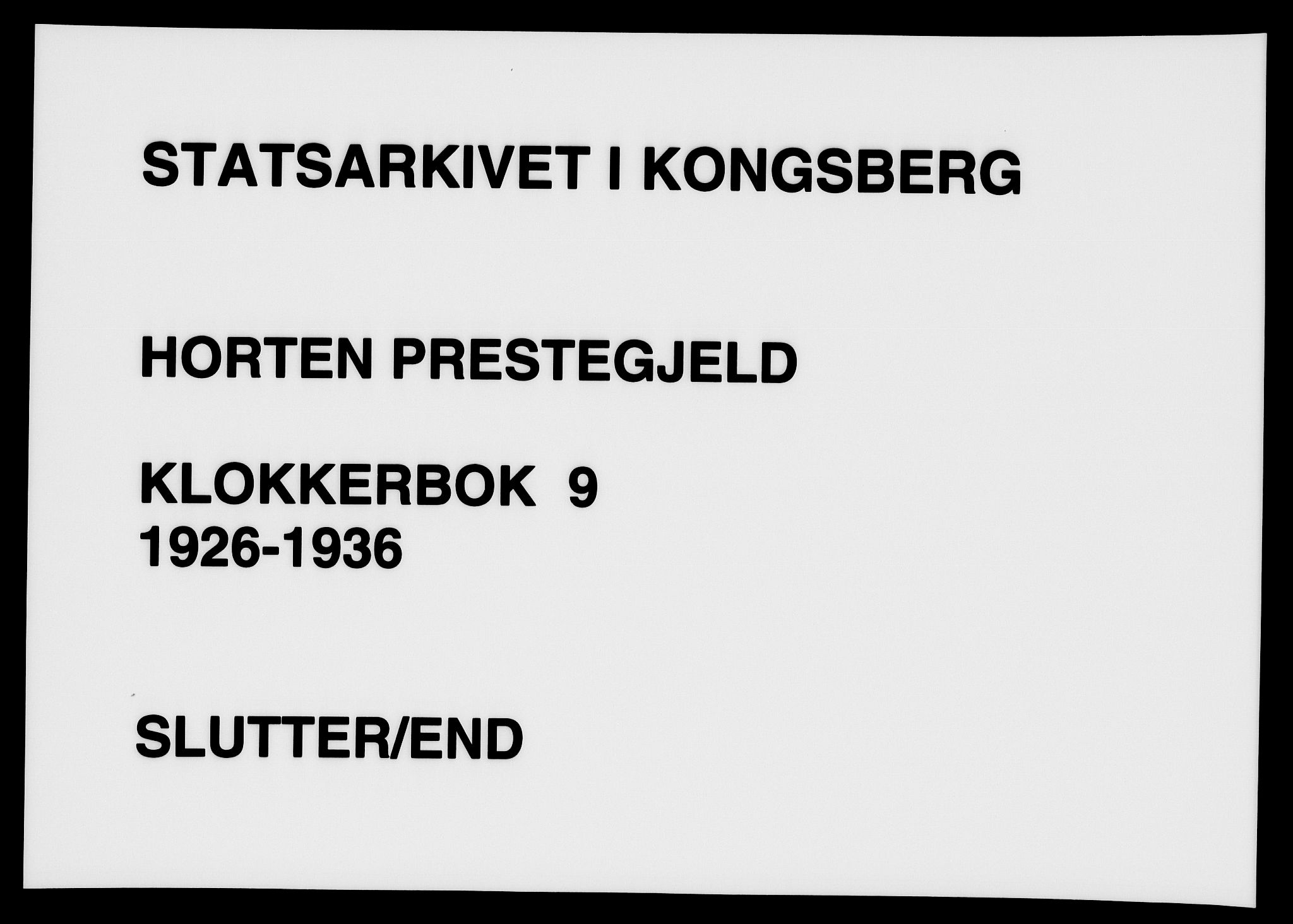 Horten kirkebøker, AV/SAKO-A-348/G/Ga/L0009: Klokkerbok nr. 9, 1926-1936