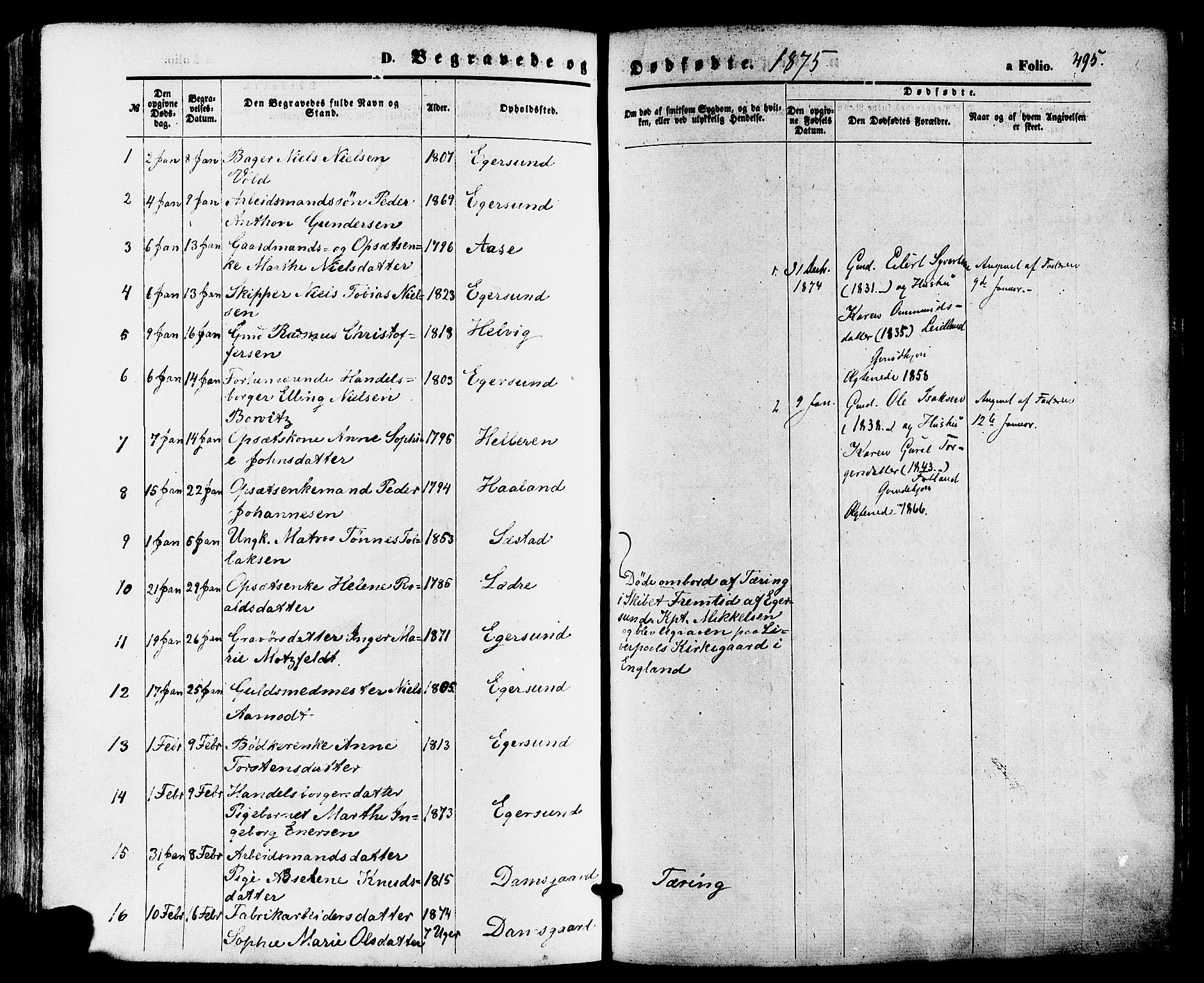 Eigersund sokneprestkontor, SAST/A-101807/S08/L0014: Ministerialbok nr. A 13, 1866-1878, s. 495