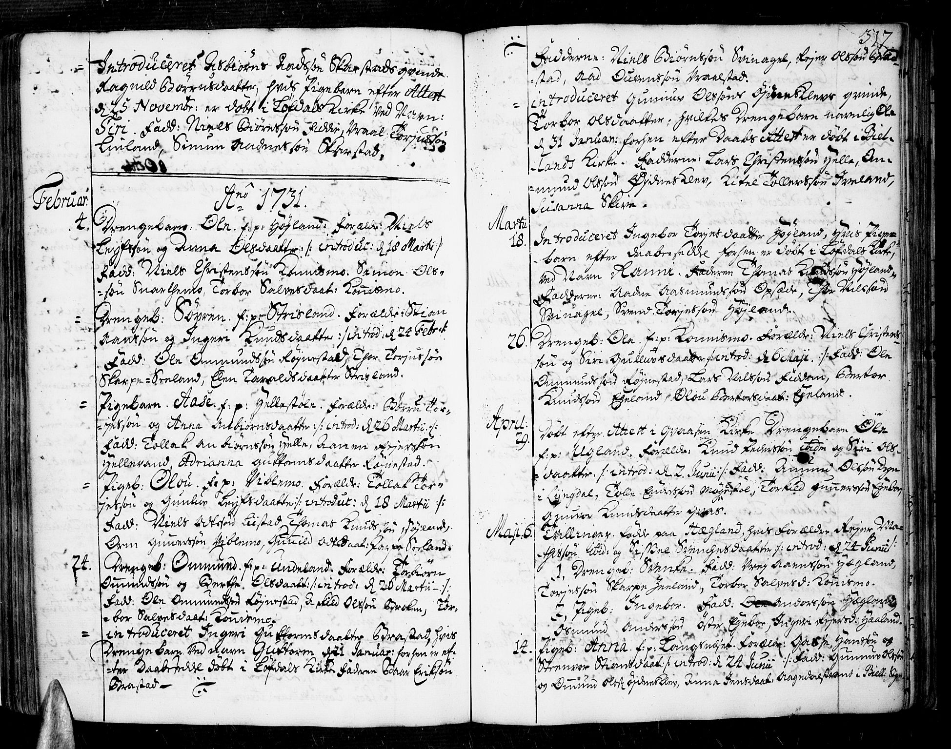 Sør-Audnedal sokneprestkontor, AV/SAK-1111-0039/F/Fa/Fab/L0001: Ministerialbok nr. A 1 /4, 1726-1774, s. 317