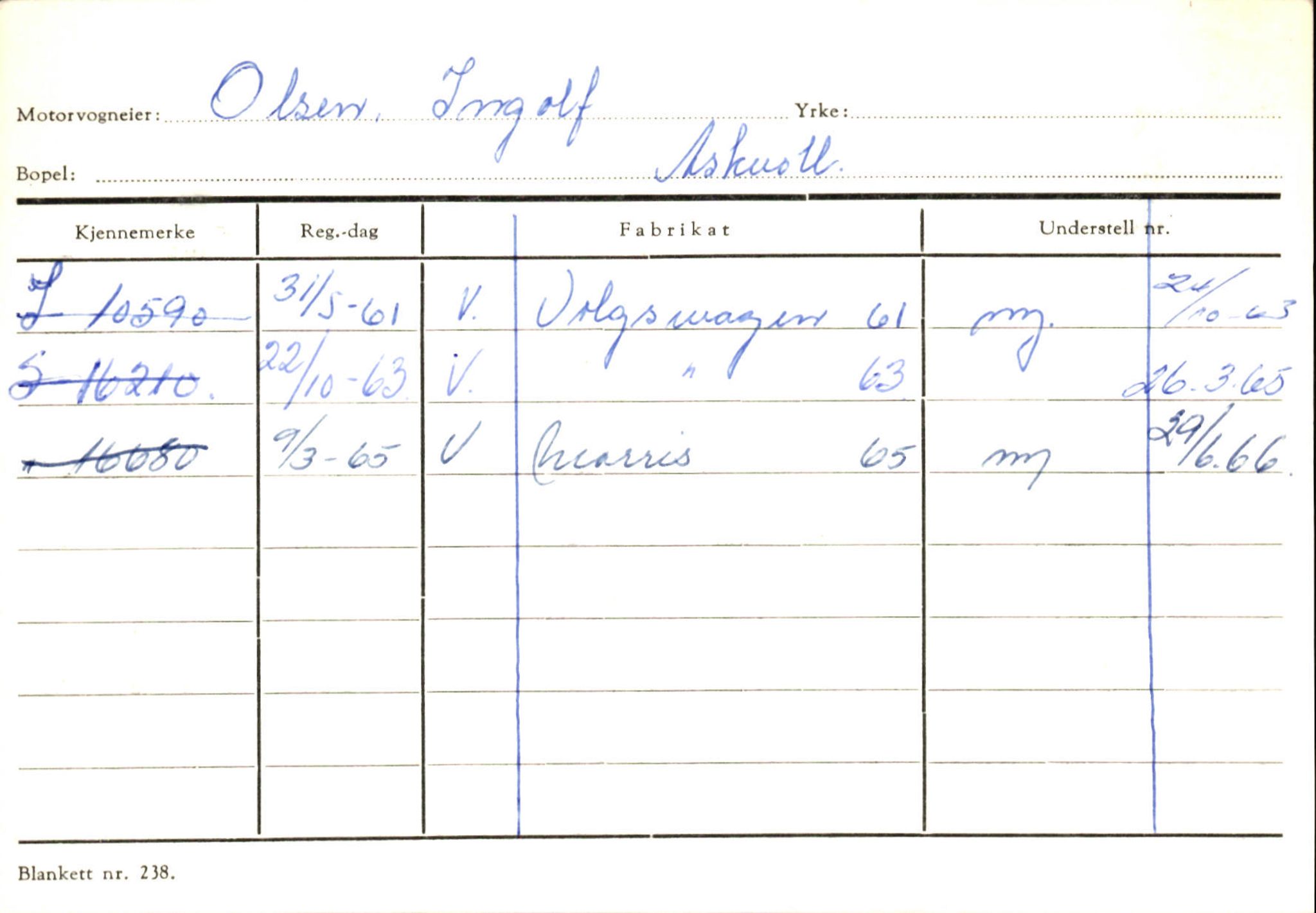 Statens vegvesen, Sogn og Fjordane vegkontor, AV/SAB-A-5301/4/F/L0132: Eigarregister Askvoll A-Å. Balestrand A-Å, 1945-1975, s. 940