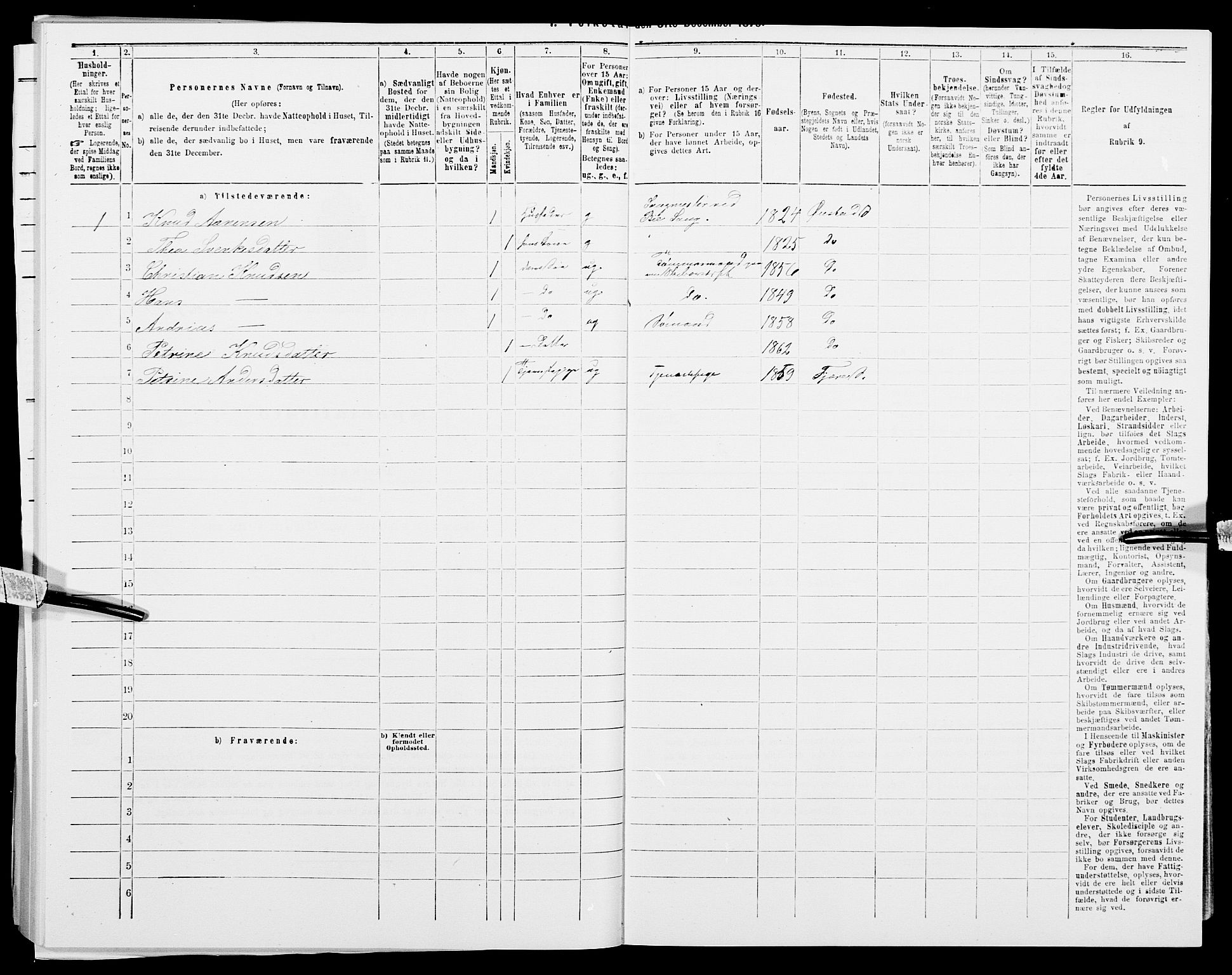 SAK, Folketelling 1875 for 0920P Øyestad prestegjeld, 1875, s. 1106