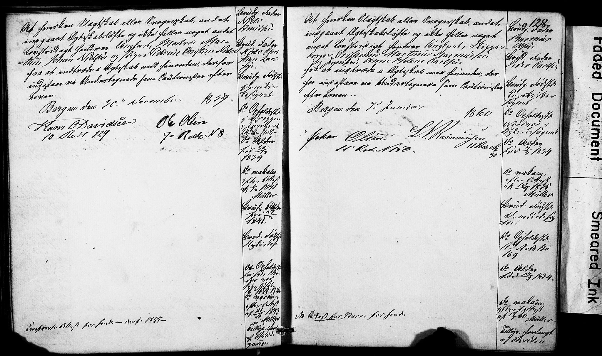 Domkirken sokneprestembete, AV/SAB-A-74801: Forlovererklæringer nr. II.5.5, 1857-1863, s. 128