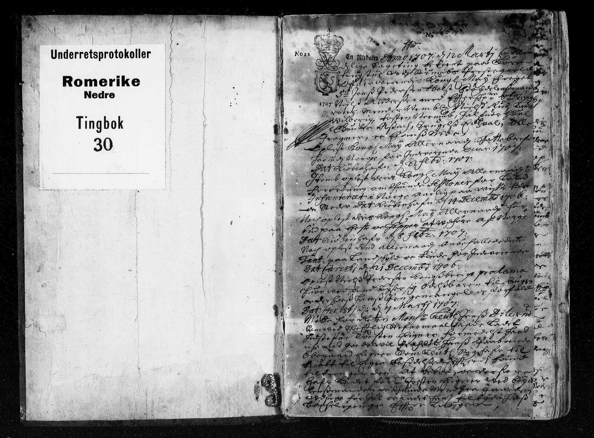 Nedre Romerike sorenskriveri, SAO/A-10469/F/Fb/L0030: Tingbok, 1707-1708, s. 0b-1a