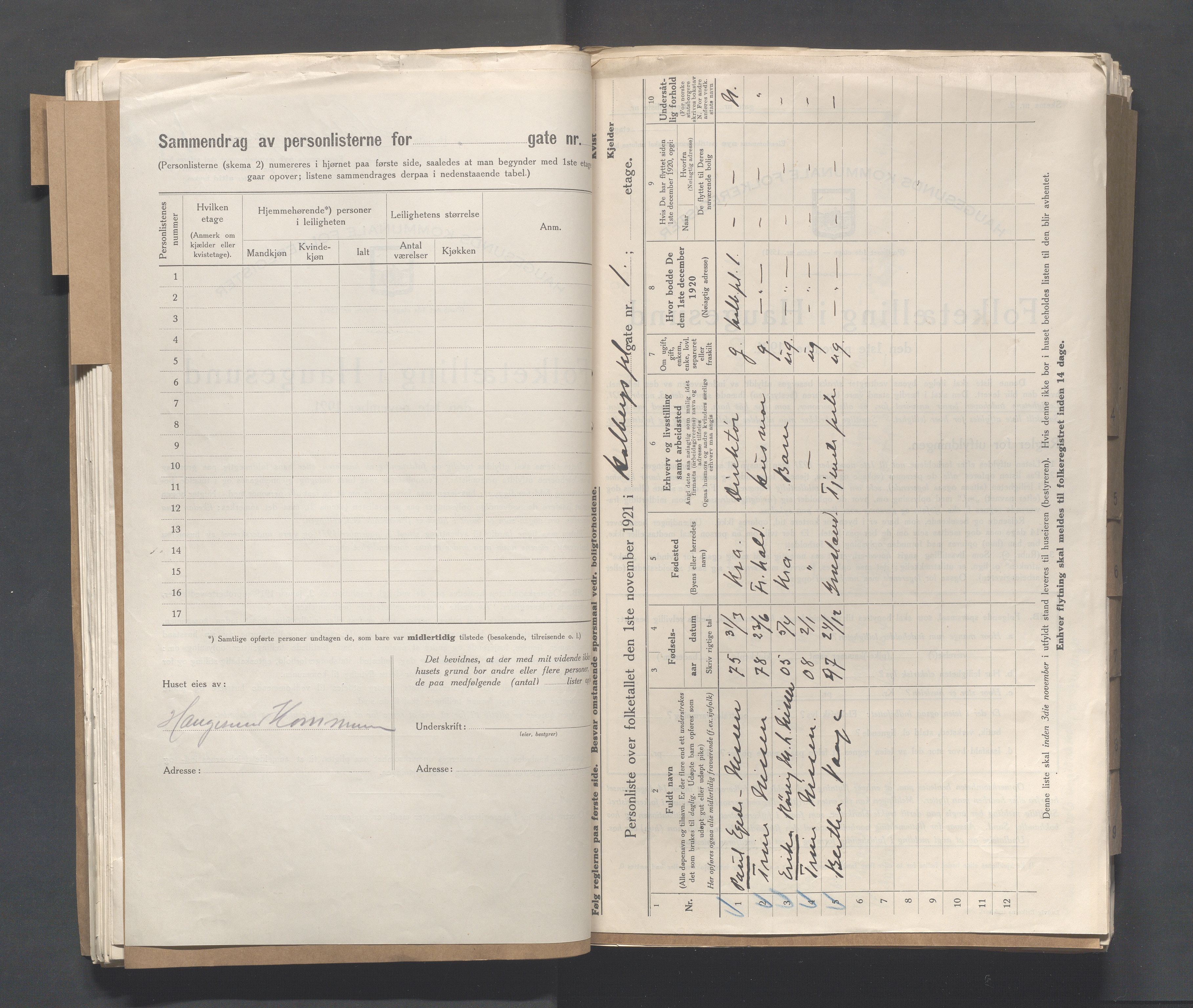 IKAR, Kommunal folketelling 1.11.1921 for Haugesund, 1921, s. 2315