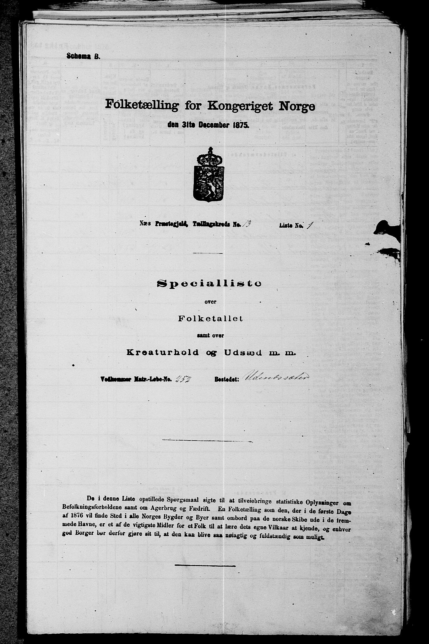 RA, Folketelling 1875 for 0236P Nes prestegjeld, 1875, s. 2280