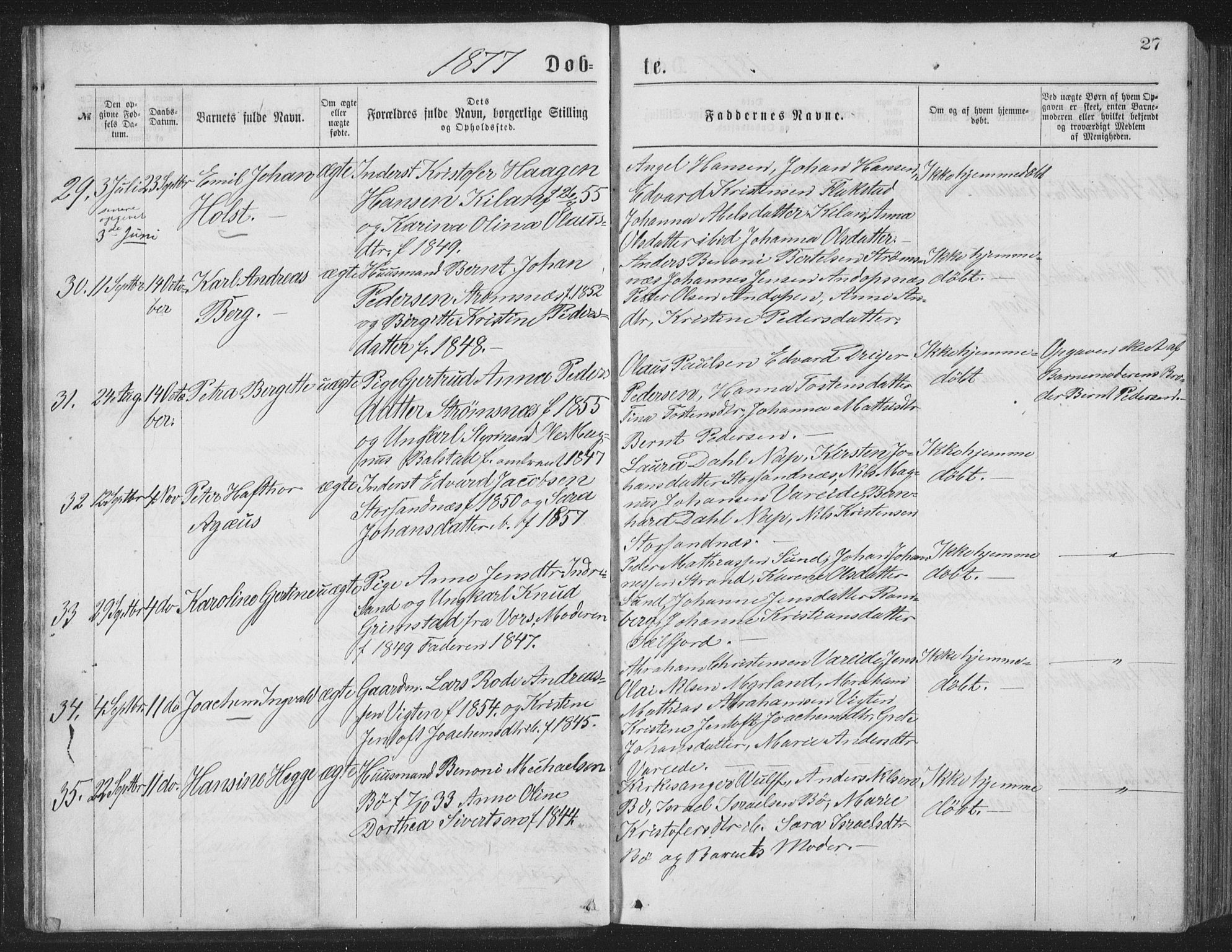 Ministerialprotokoller, klokkerbøker og fødselsregistre - Nordland, AV/SAT-A-1459/885/L1213: Klokkerbok nr. 885C02, 1874-1892, s. 27