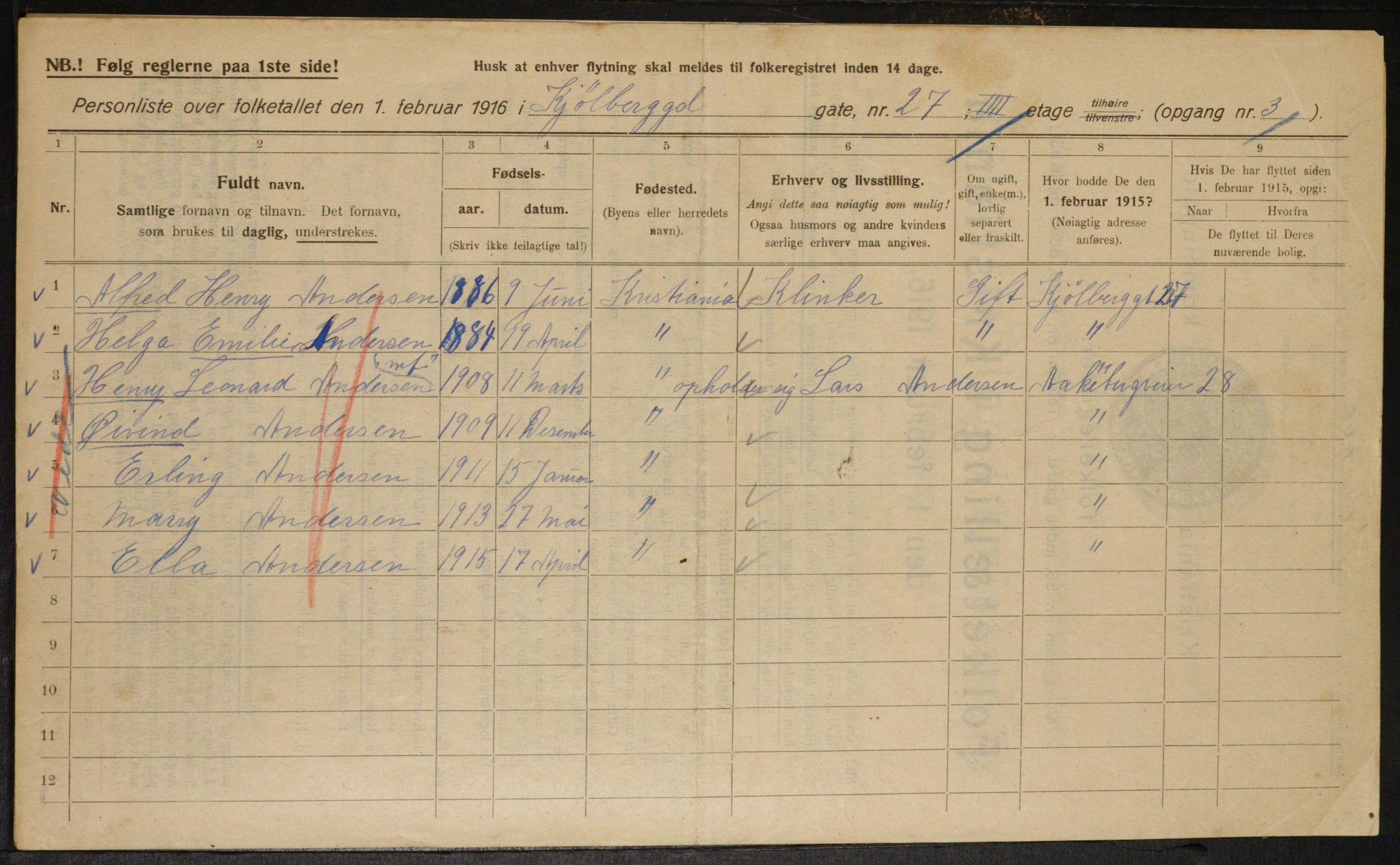 OBA, Kommunal folketelling 1.2.1916 for Kristiania, 1916, s. 52965