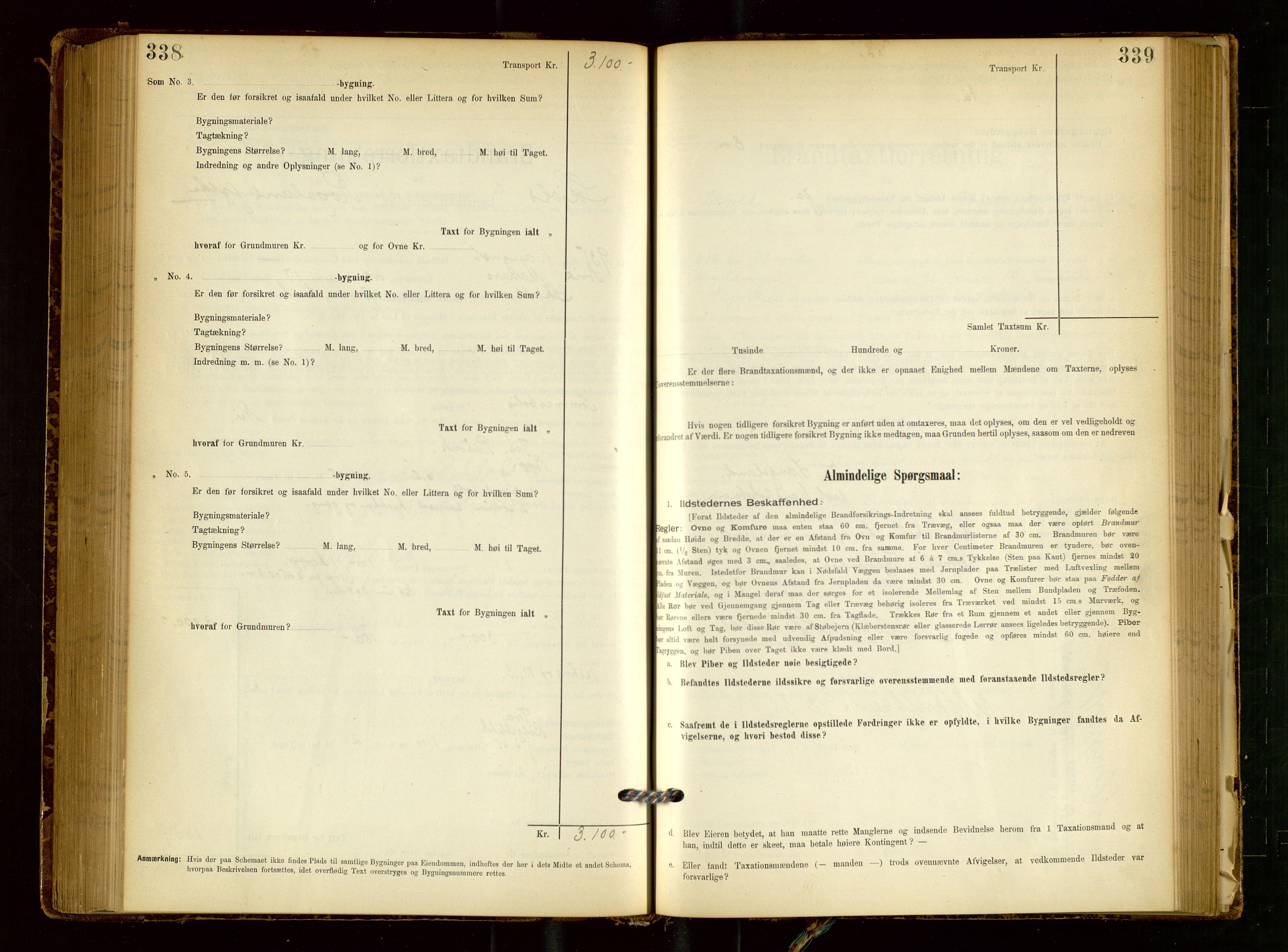 Skjold lensmannskontor, AV/SAST-A-100182/Gob/L0001: "Brandtaxationsprotokol for Skjold Lensmandsdistrikt Ryfylke Fogderi", 1894-1939, s. 338-339