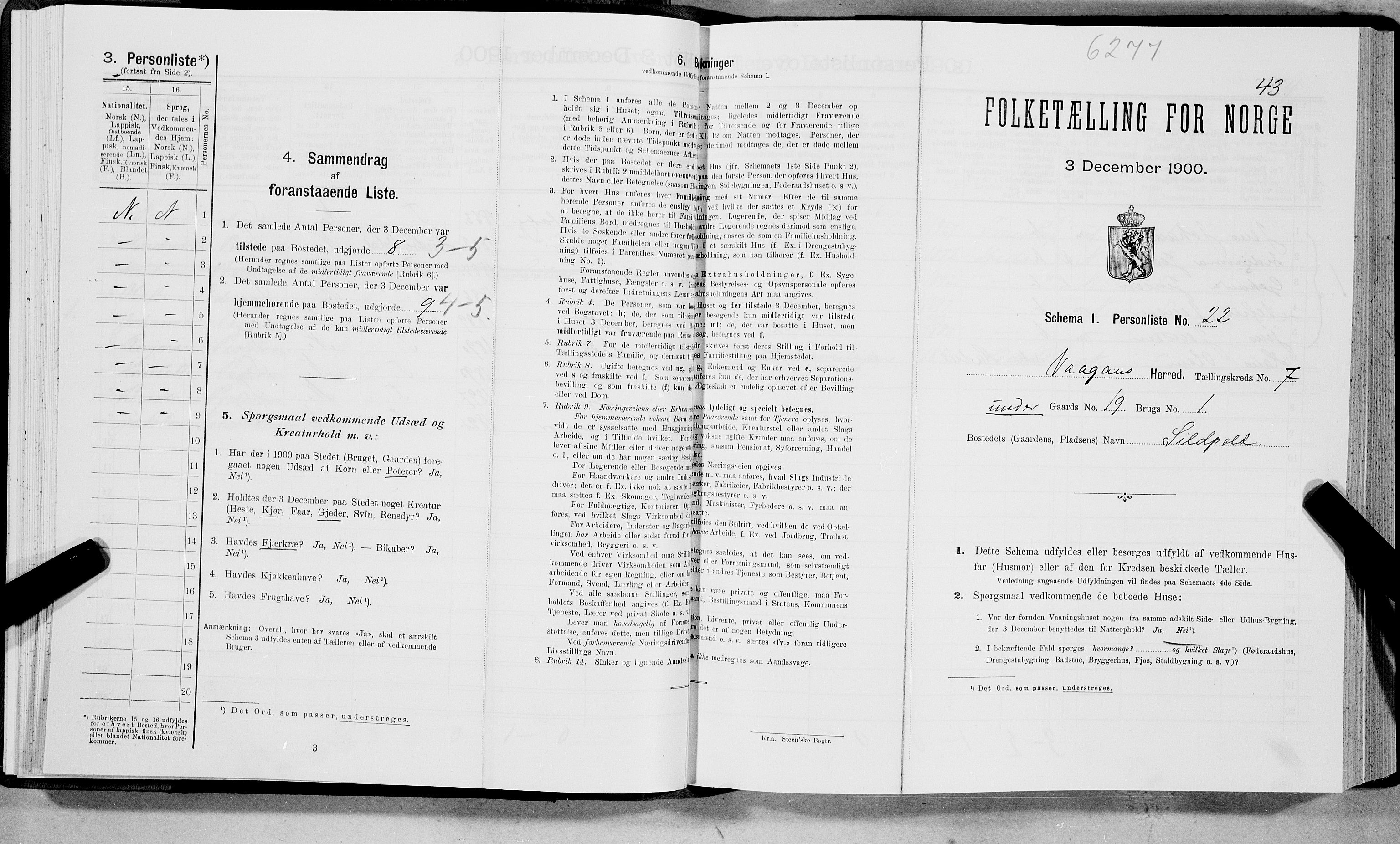 SAT, Folketelling 1900 for 1865 Vågan herred, 1900, s. 941