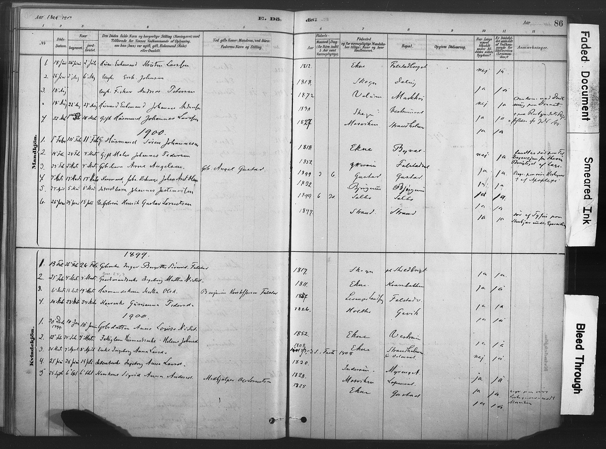 Ministerialprotokoller, klokkerbøker og fødselsregistre - Nord-Trøndelag, SAT/A-1458/719/L0178: Ministerialbok nr. 719A01, 1878-1900, s. 86