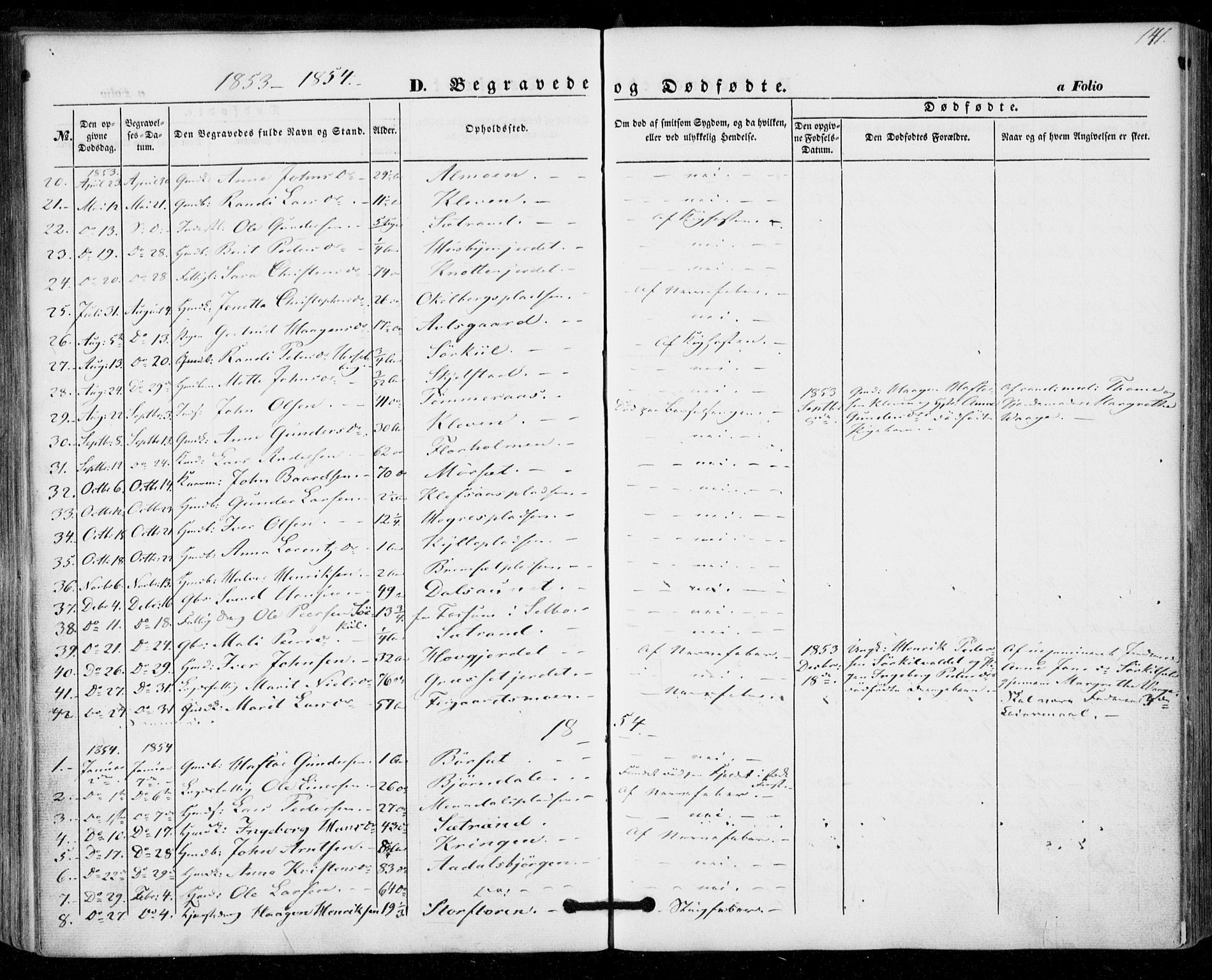 Ministerialprotokoller, klokkerbøker og fødselsregistre - Nord-Trøndelag, SAT/A-1458/703/L0028: Ministerialbok nr. 703A01, 1850-1862, s. 141