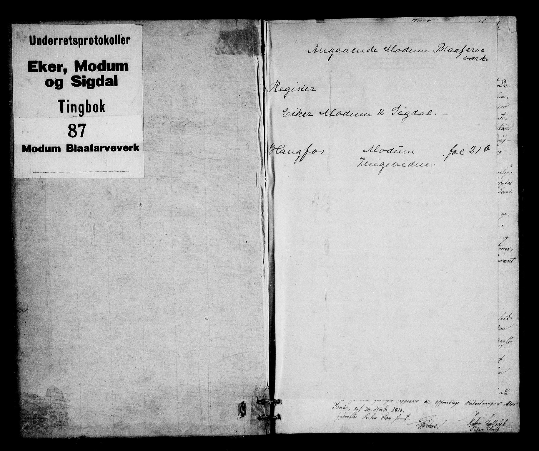 Eiker, Modum og Sigdal sorenskriveri, SAKO/A-123/F/Fa/Fae/L0002: Tingbok, 1813-1822