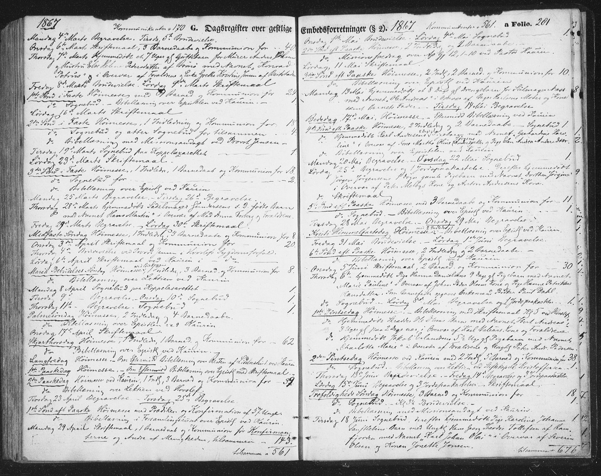 Tromsø sokneprestkontor/stiftsprosti/domprosti, AV/SATØ-S-1343/G/Ga/L0012kirke: Ministerialbok nr. 12, 1865-1871, s. 281