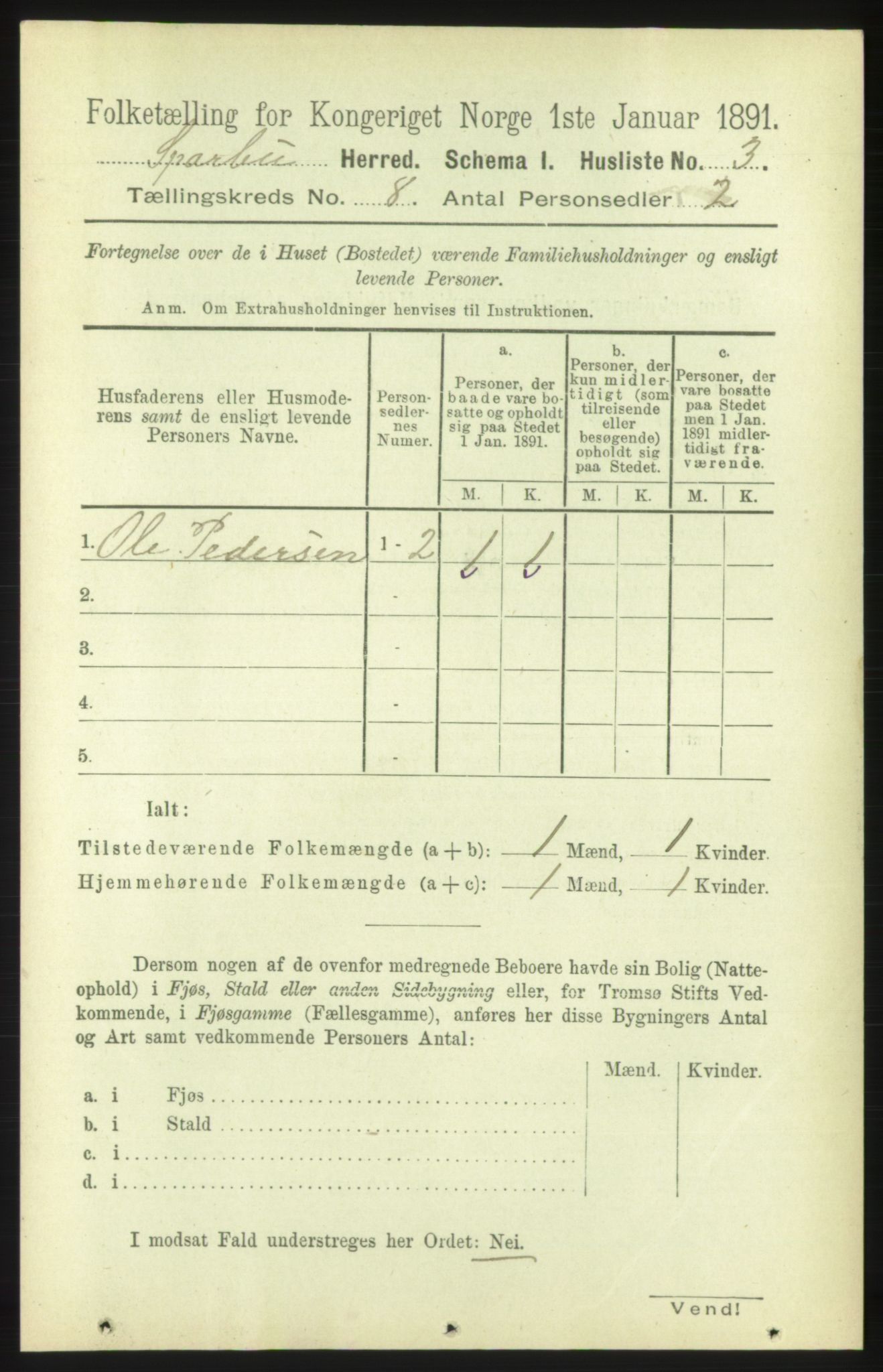 RA, Folketelling 1891 for 1731 Sparbu herred, 1891, s. 2763