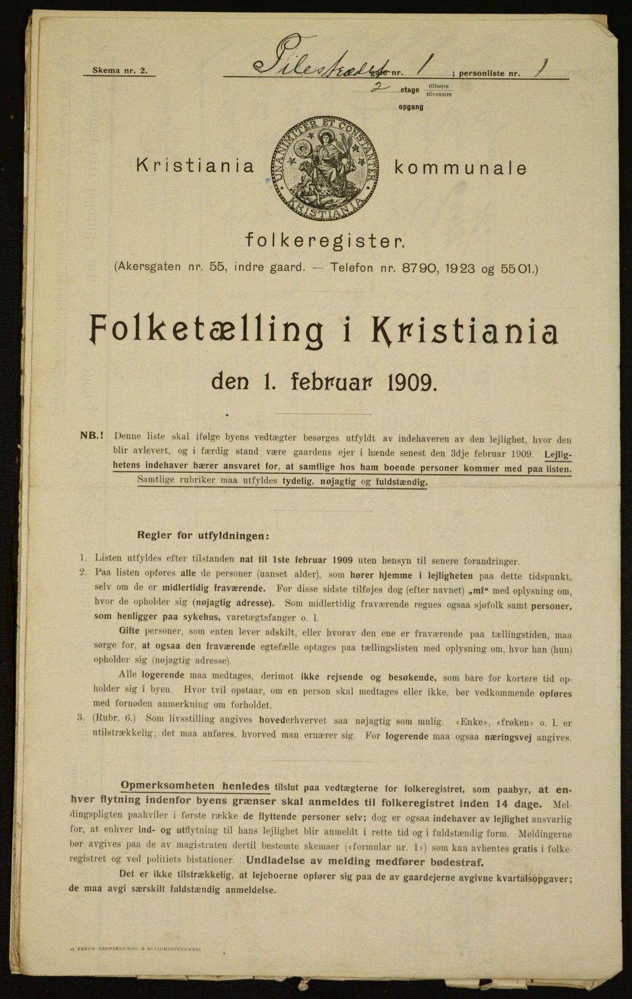 OBA, Kommunal folketelling 1.2.1909 for Kristiania kjøpstad, 1909, s. 71387