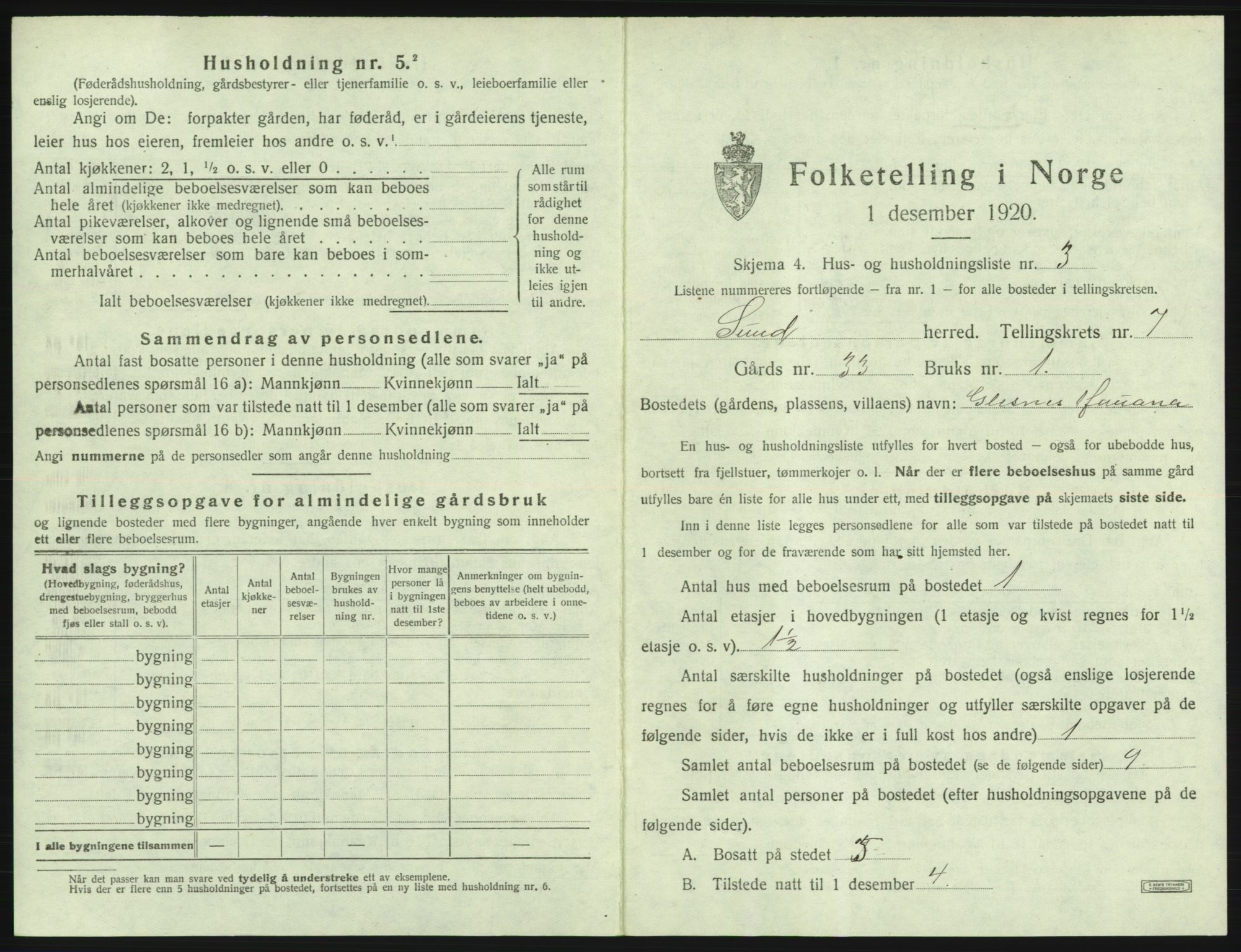 SAB, Folketelling 1920 for 1245 Sund herred, 1920, s. 596