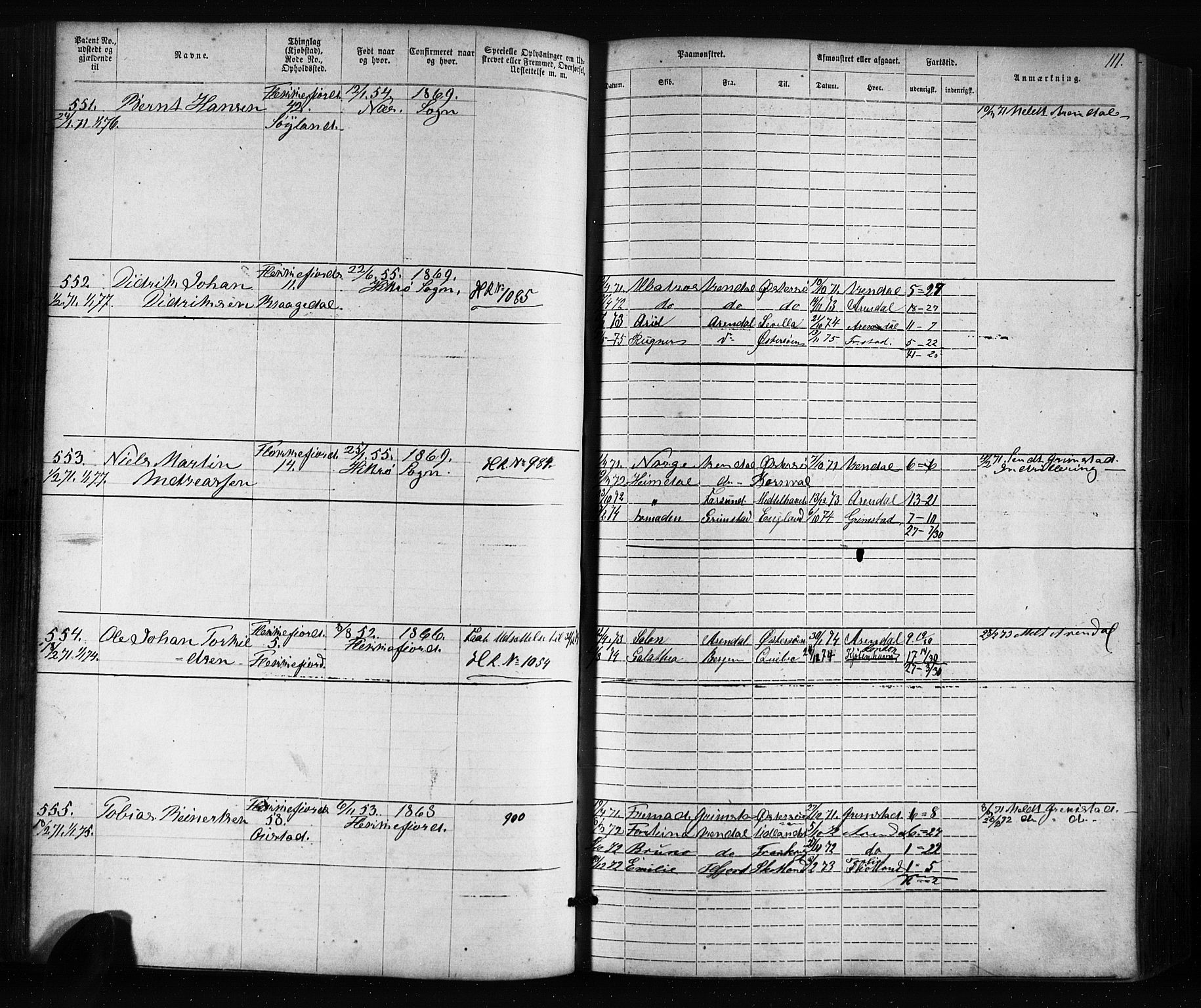 Flekkefjord mønstringskrets, SAK/2031-0018/F/Fa/L0005: Annotasjonsrulle nr 1-1915 med register, Æ-2, 1868-1896, s. 131