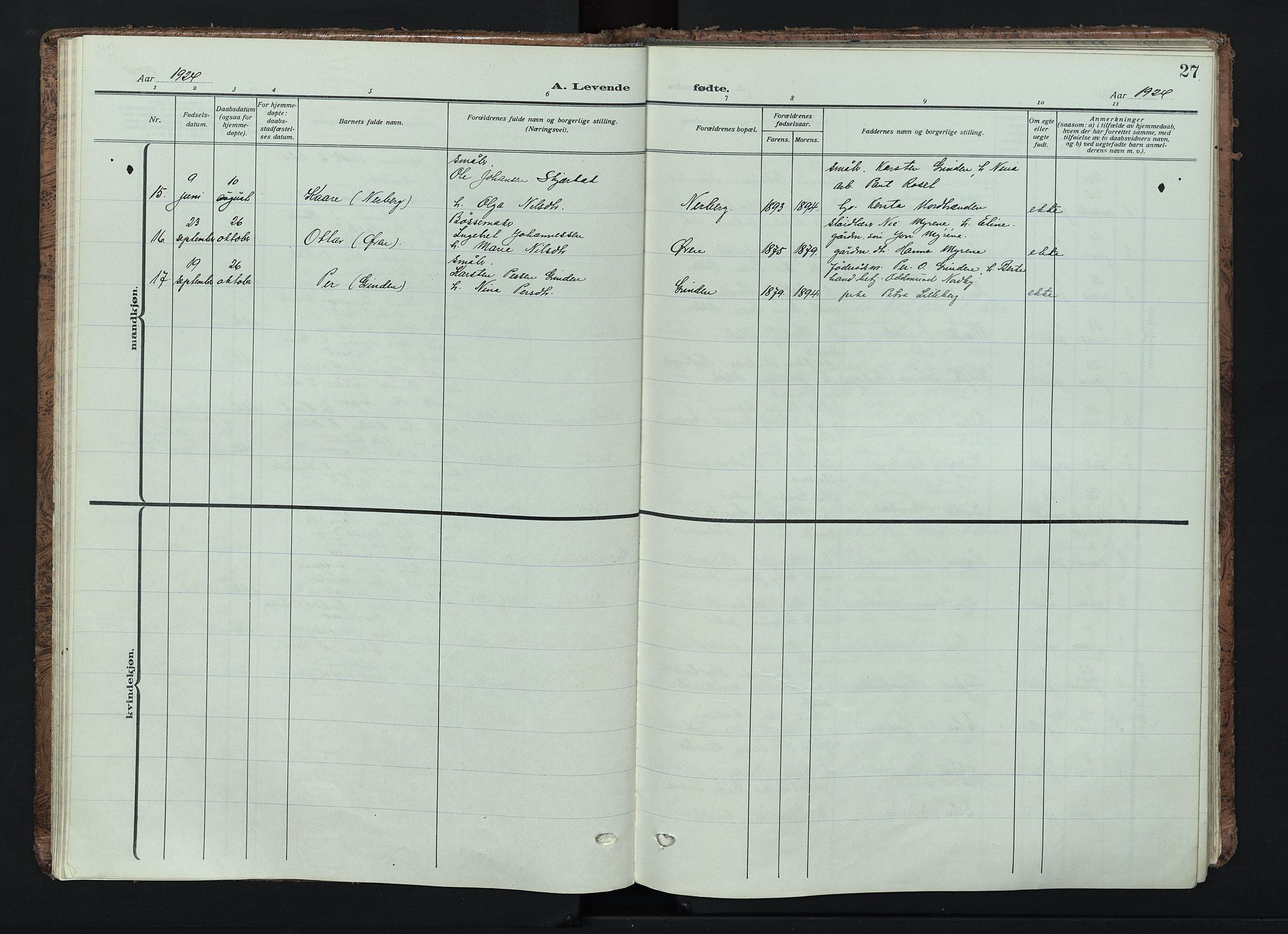 Trysil prestekontor, AV/SAH-PREST-046/H/Ha/Haa/L0016: Ministerialbok nr. 16, 1913-1946, s. 27