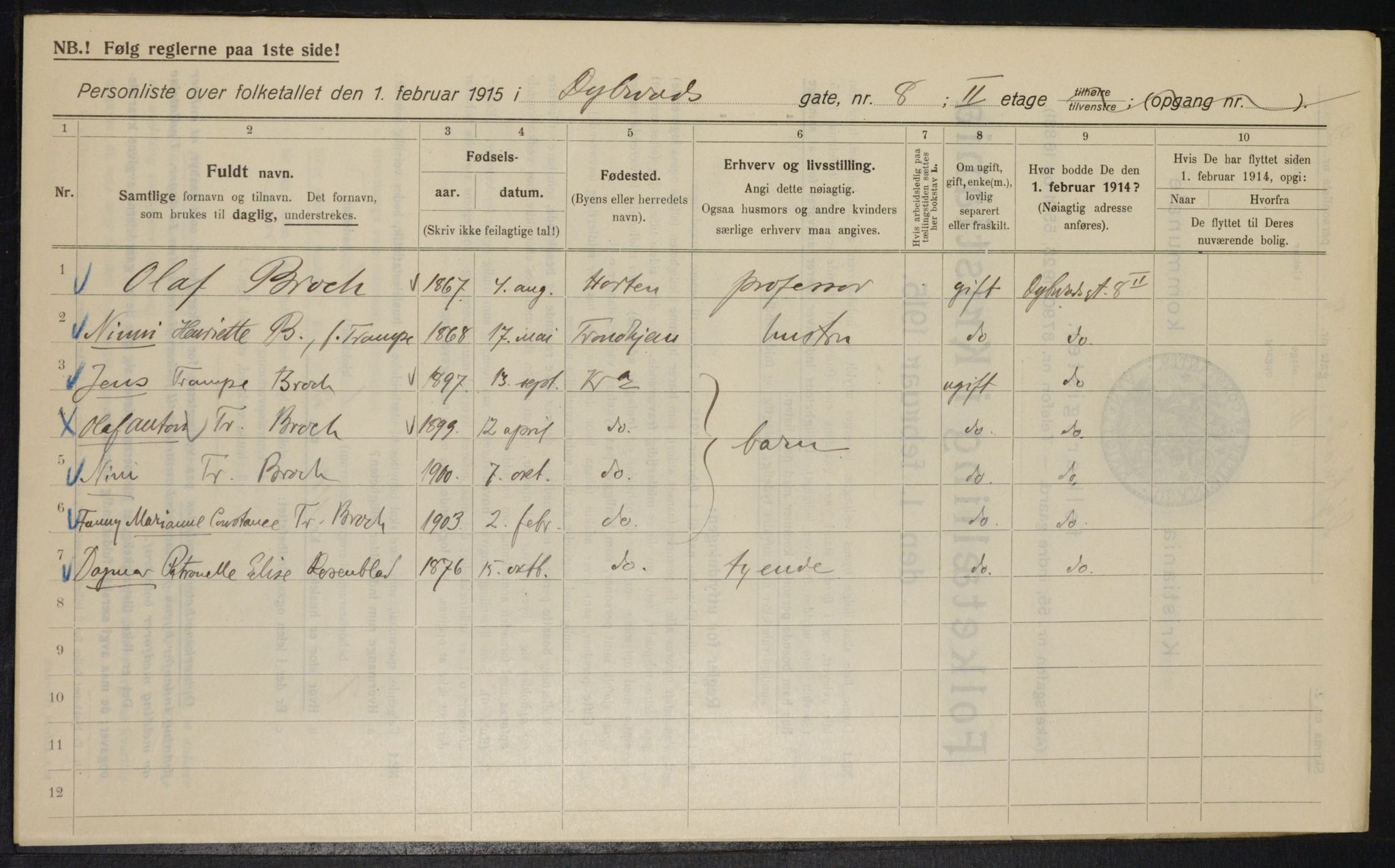 OBA, Kommunal folketelling 1.2.1915 for Kristiania, 1915, s. 17542